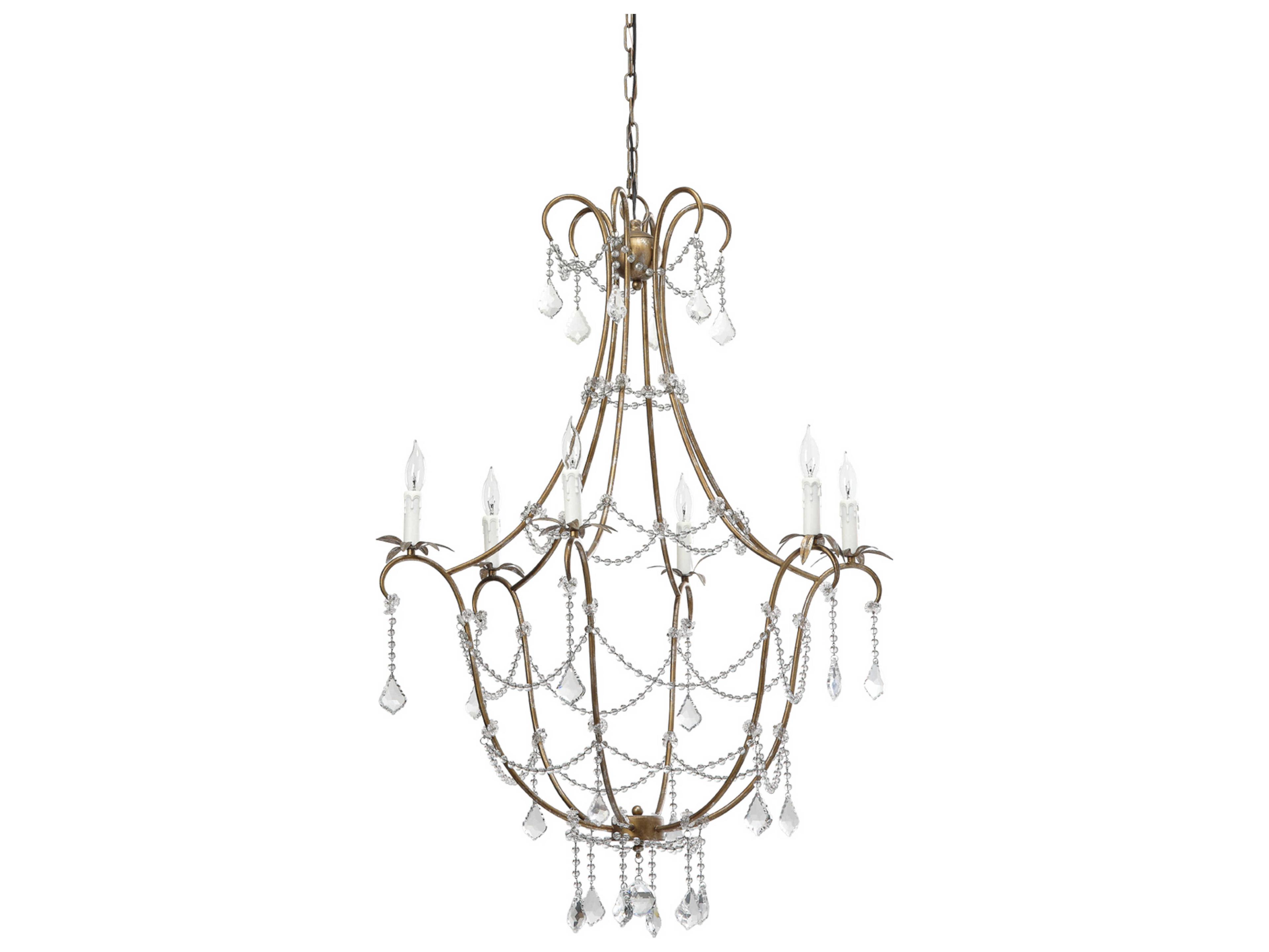 Jamie Young 12-Light Champagne Clear Gold Crystal Candelabra Chandelier