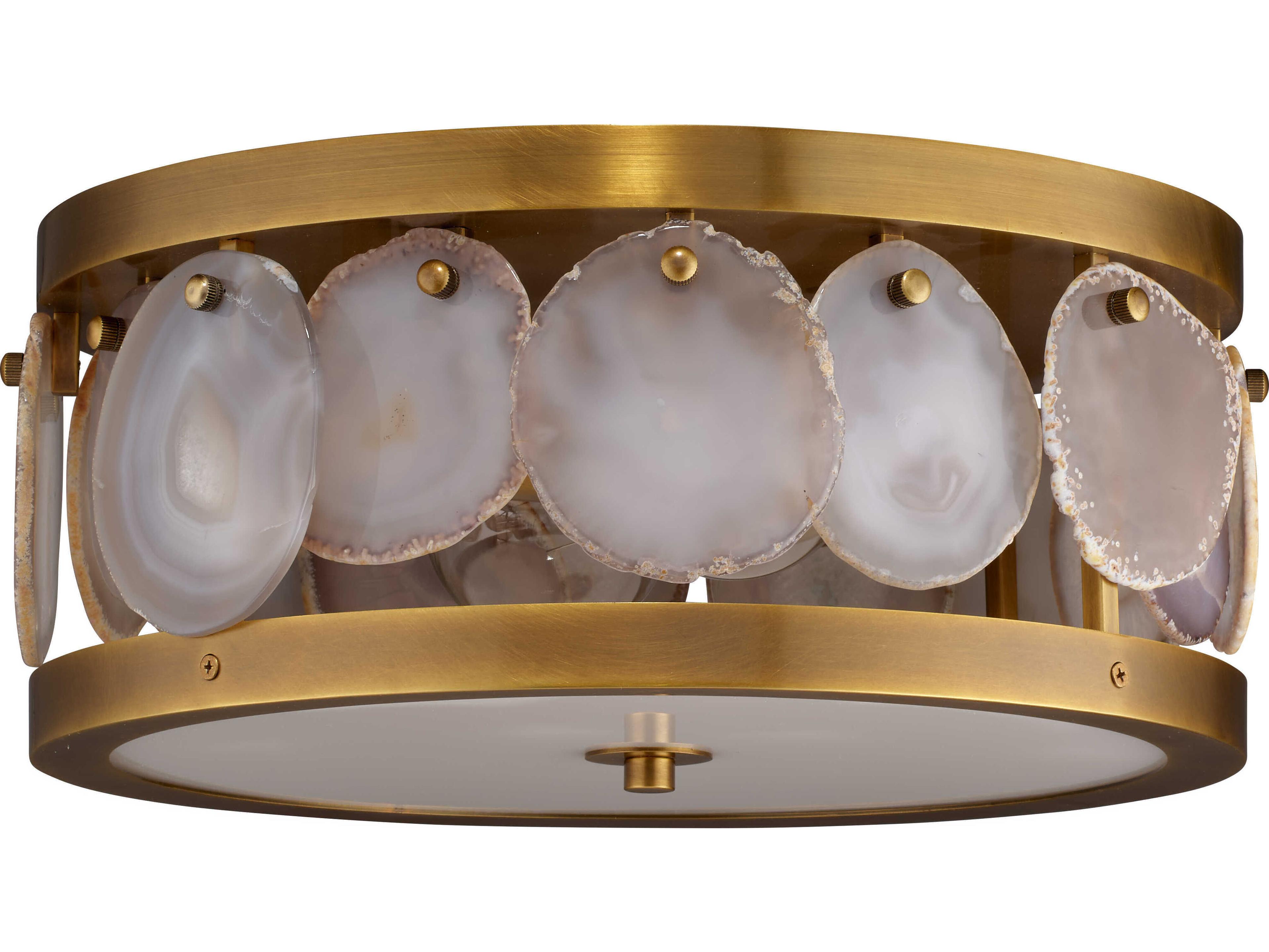 Jamie Young 2-Light Antique Brass With Acrylic Diffuser Drum Flush Mount