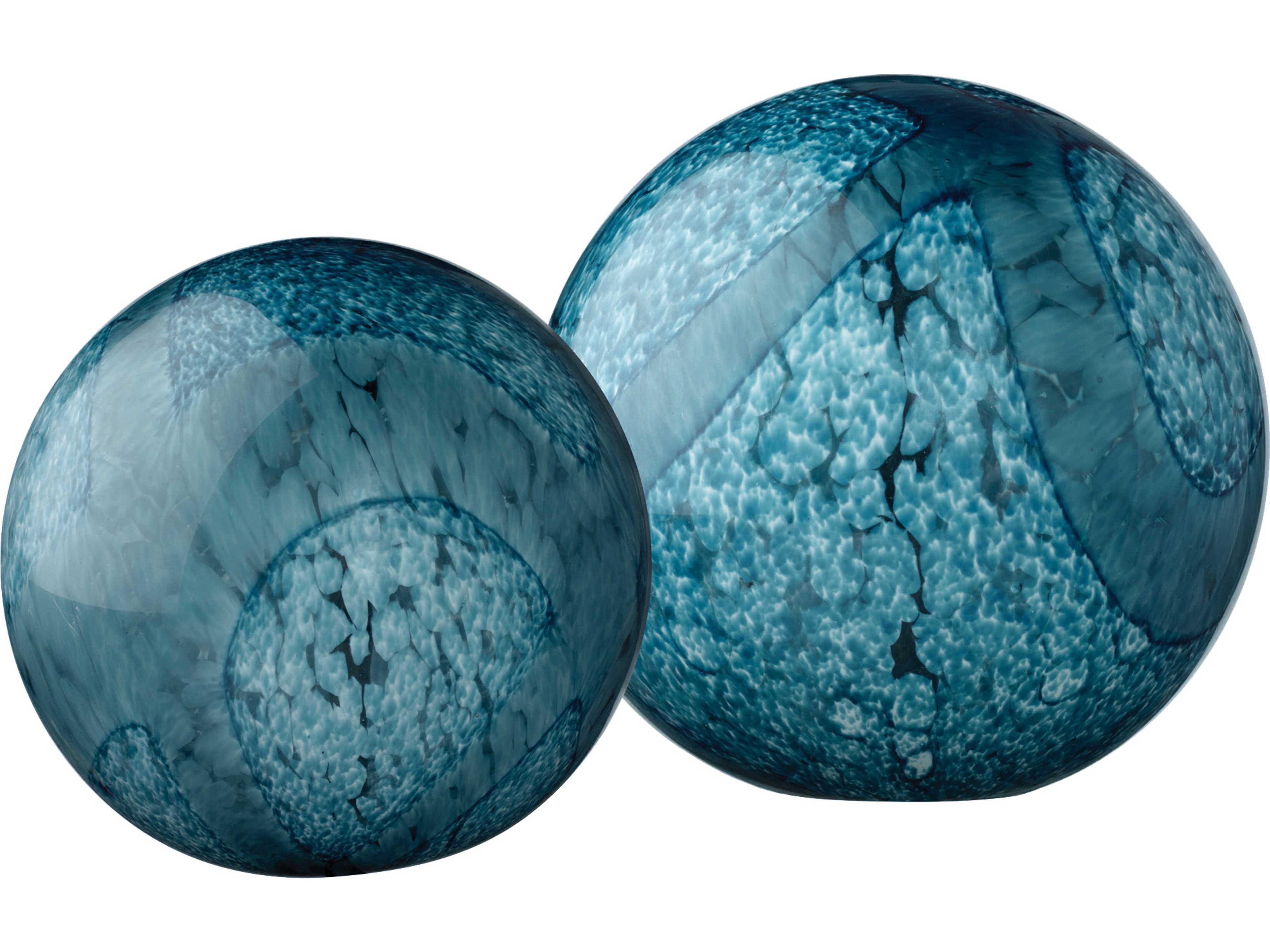 Jamie Young Indigo Swirl Cosmos Glass Balls Set of 2