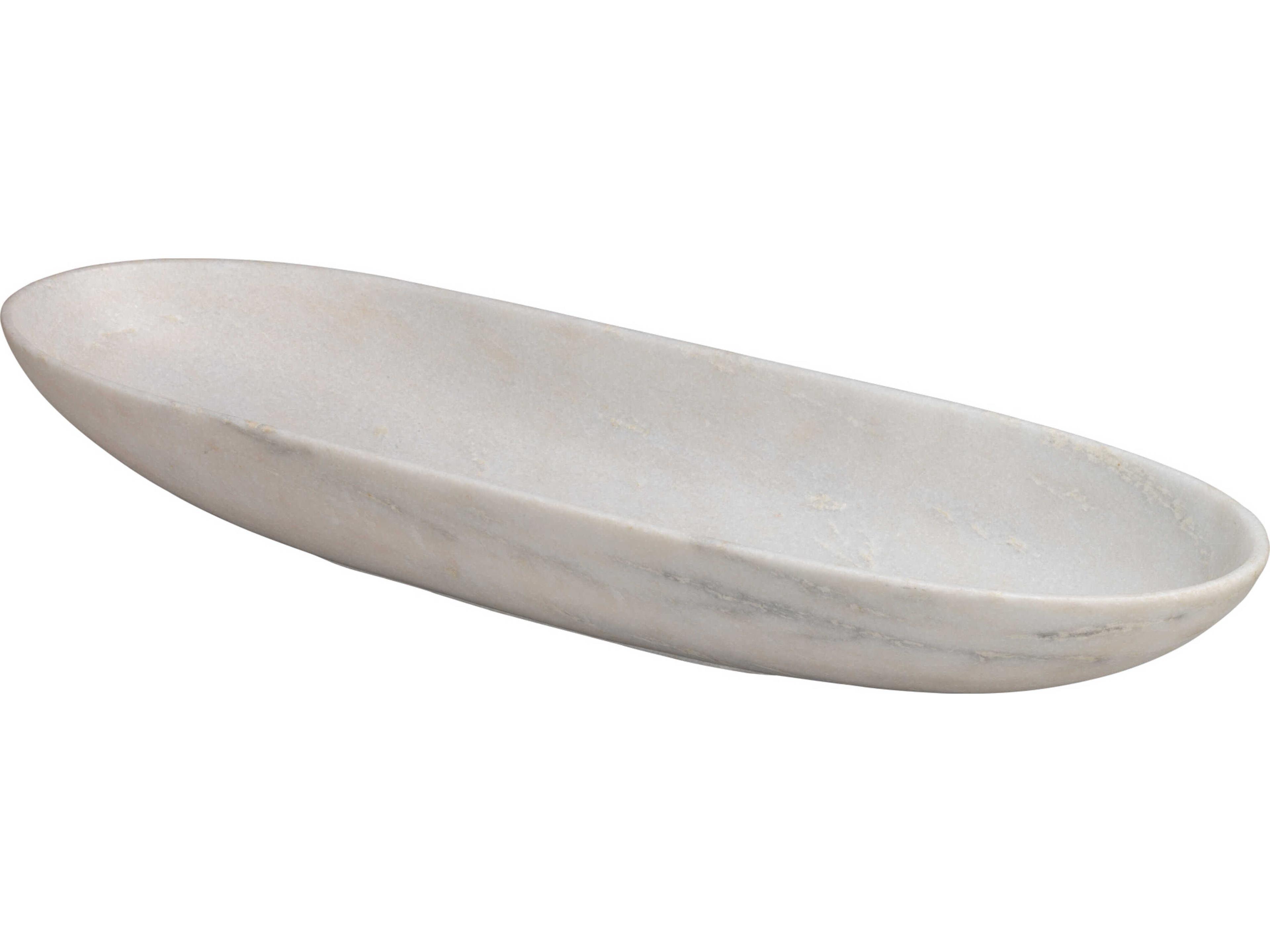 Jamie Young Long Oval White Marble Bowl