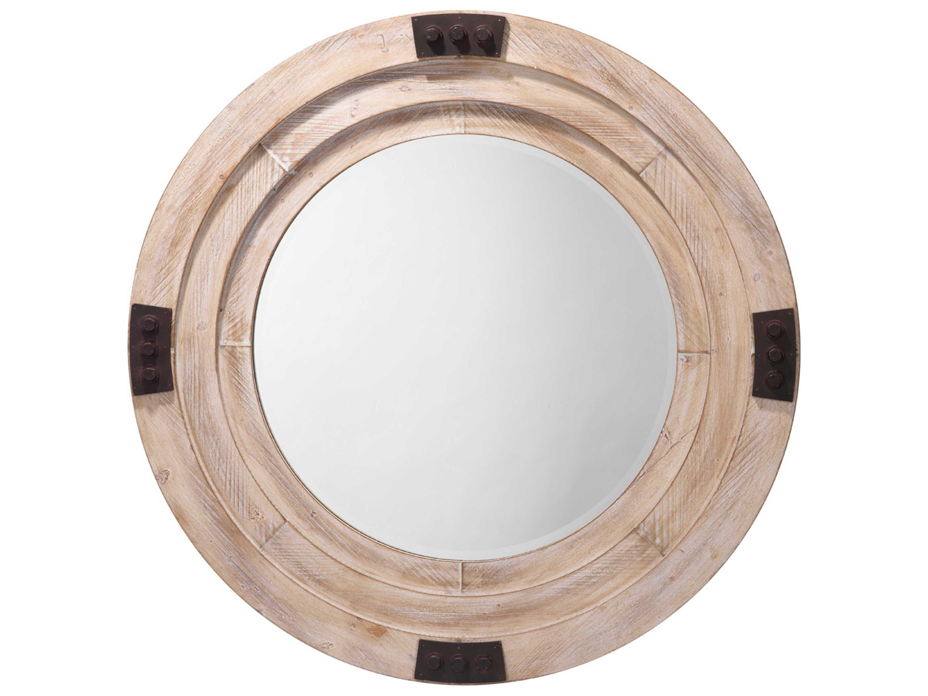 Jamie Young Foreman Grey Washed Round Wall Mirror