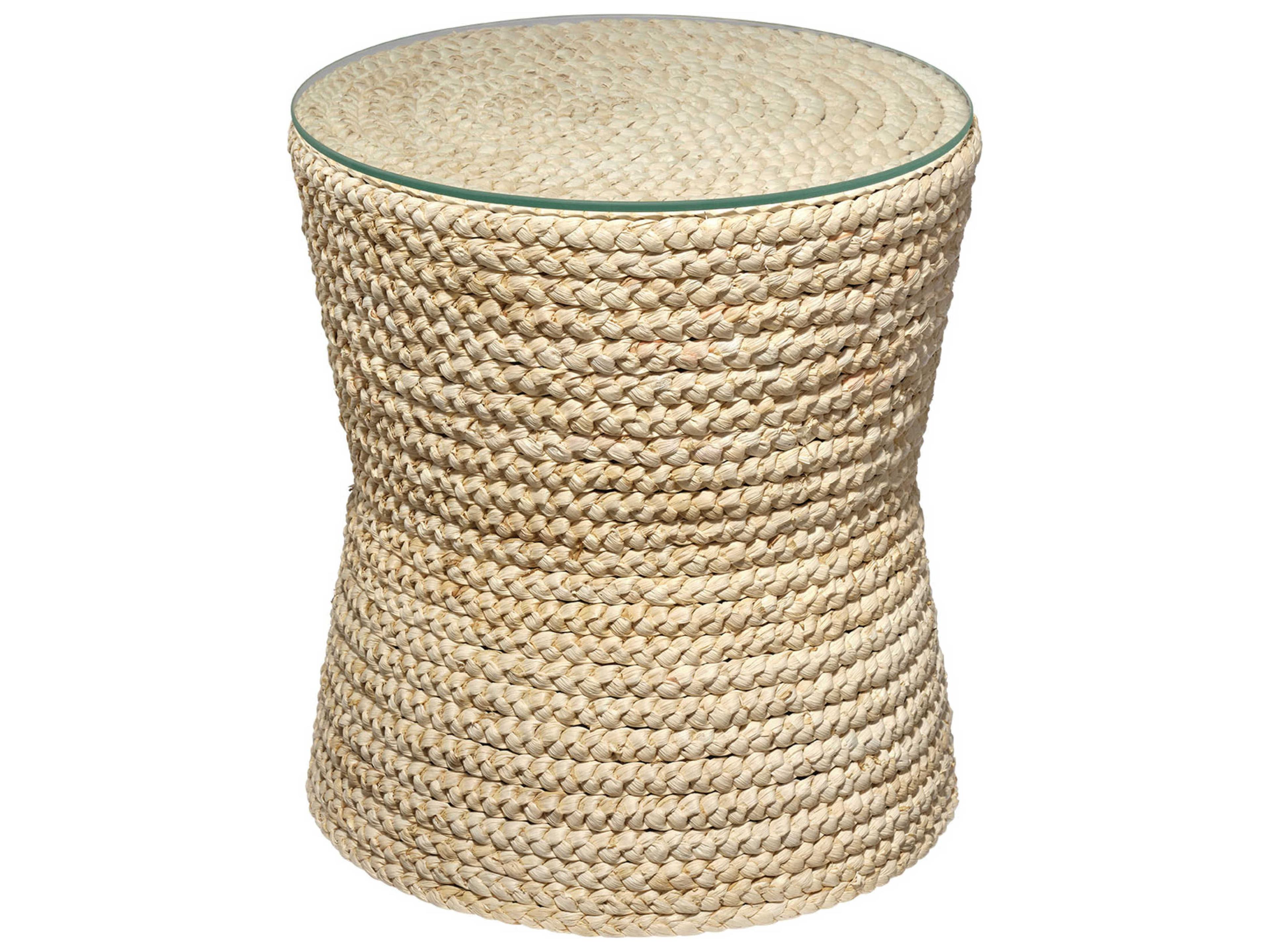 Jamie Young Grain Round Glass Natural End Table