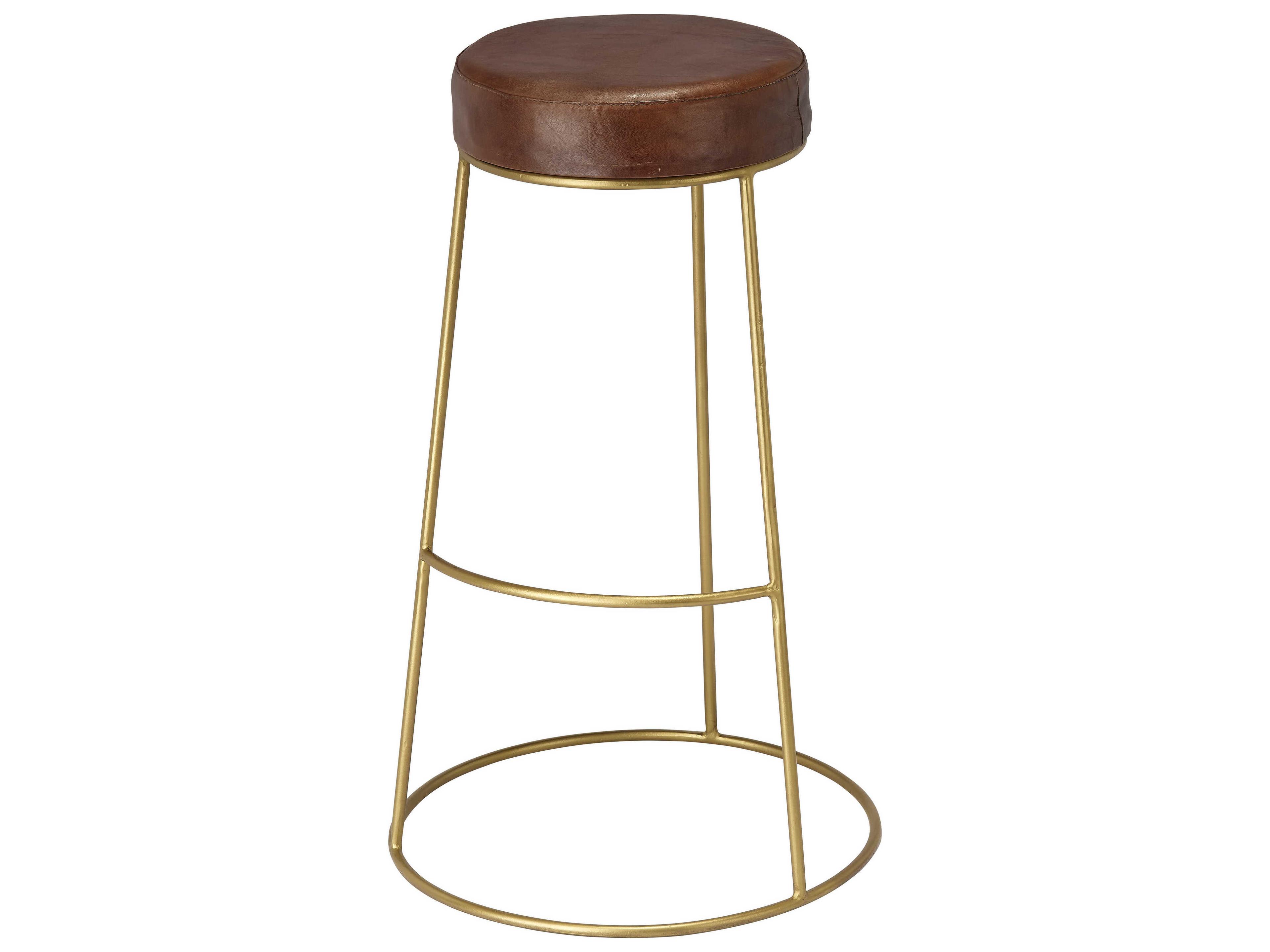 Jamie Young Henry Matte Brown Leather Bar Stool