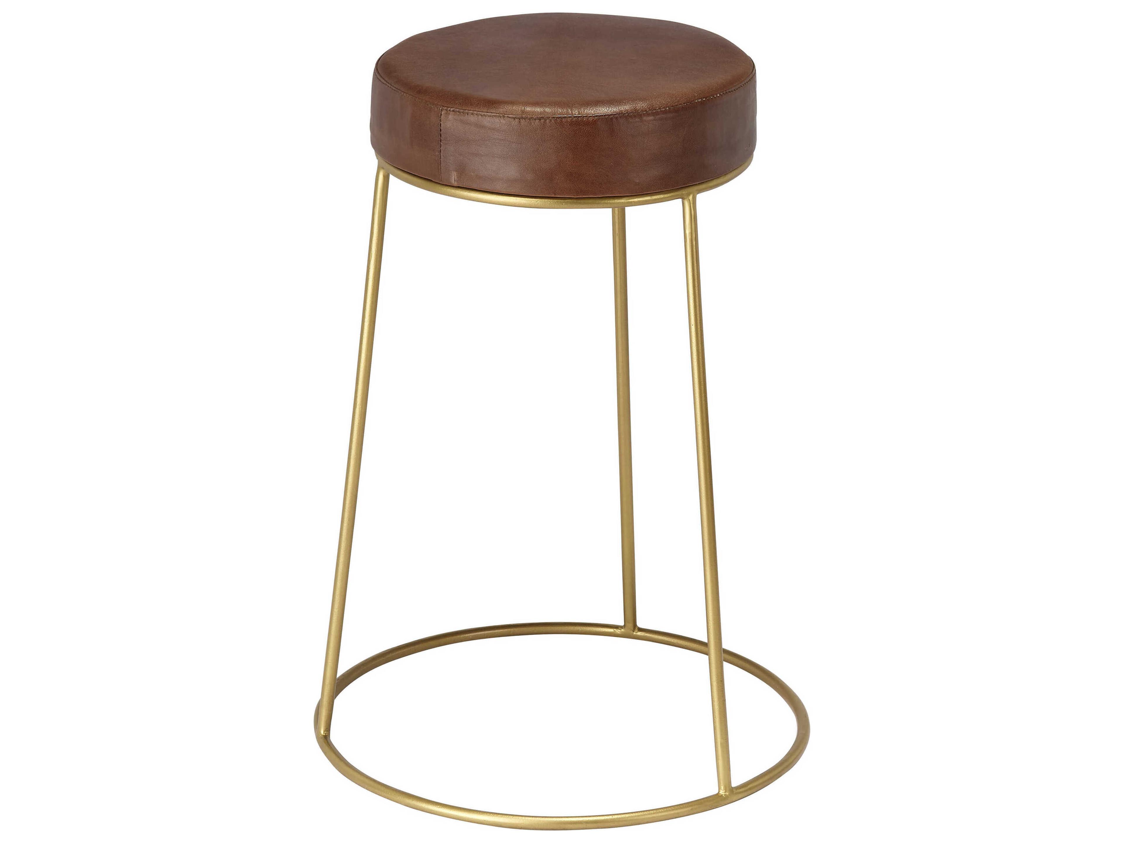Jamie Young Henry Matte Brown Leather Counter Stool