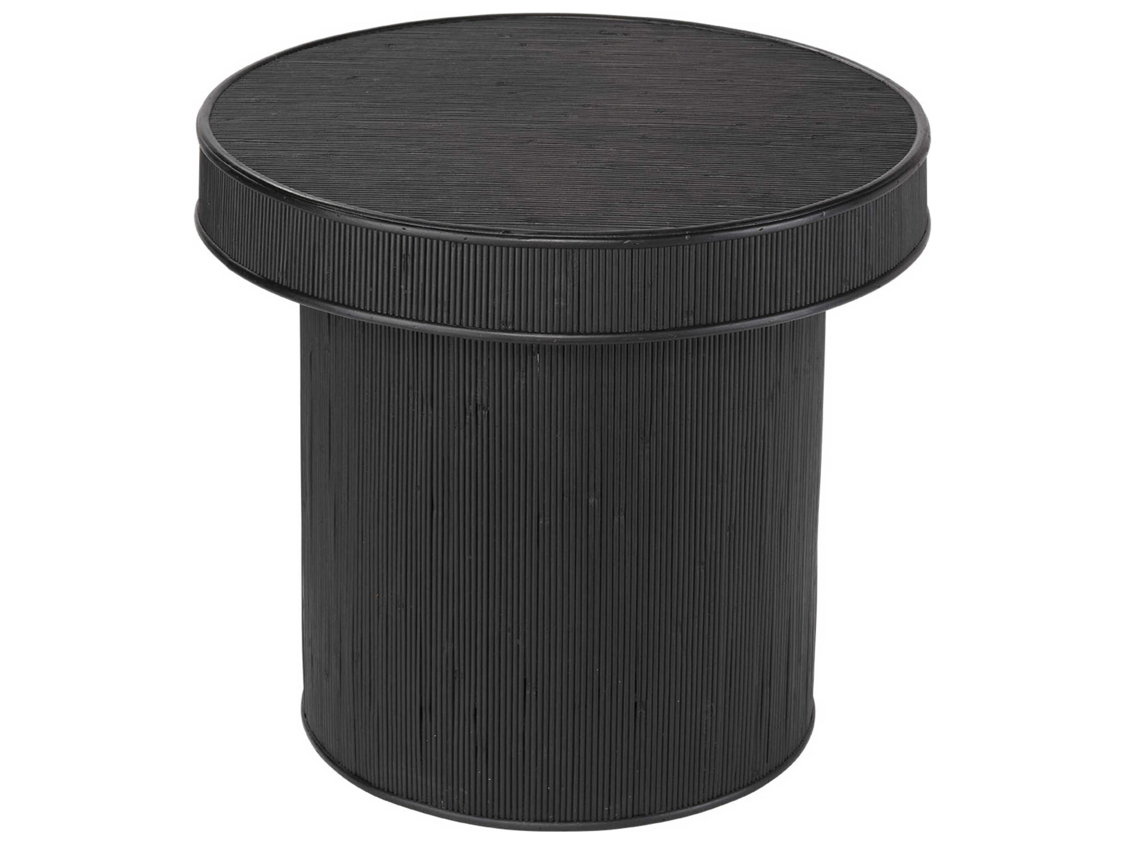 Jamie Young Taylor Round Bamboo Black End Table