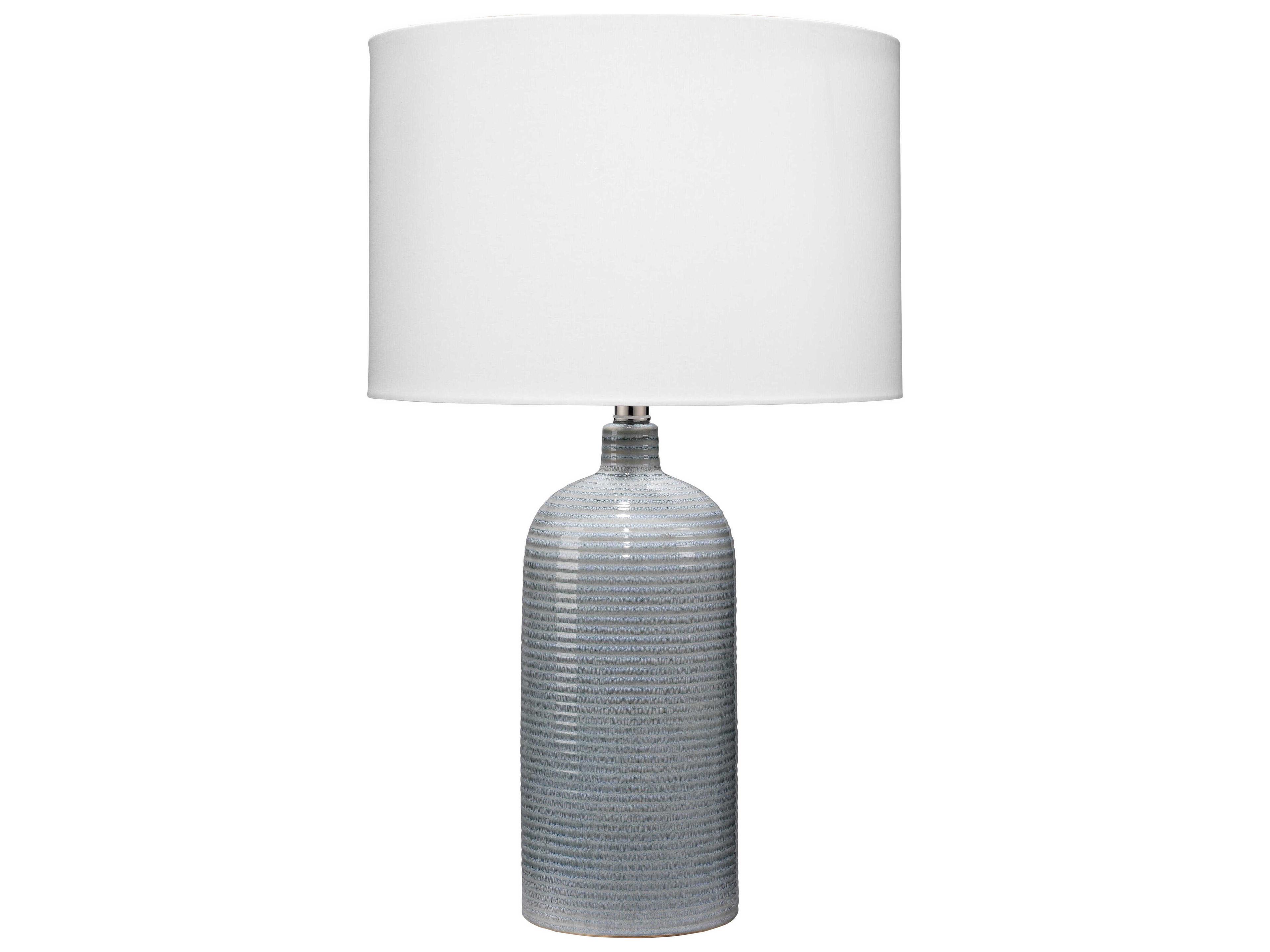 Jamie Young Declan Blue White Cotton Drum Buffet Lamp