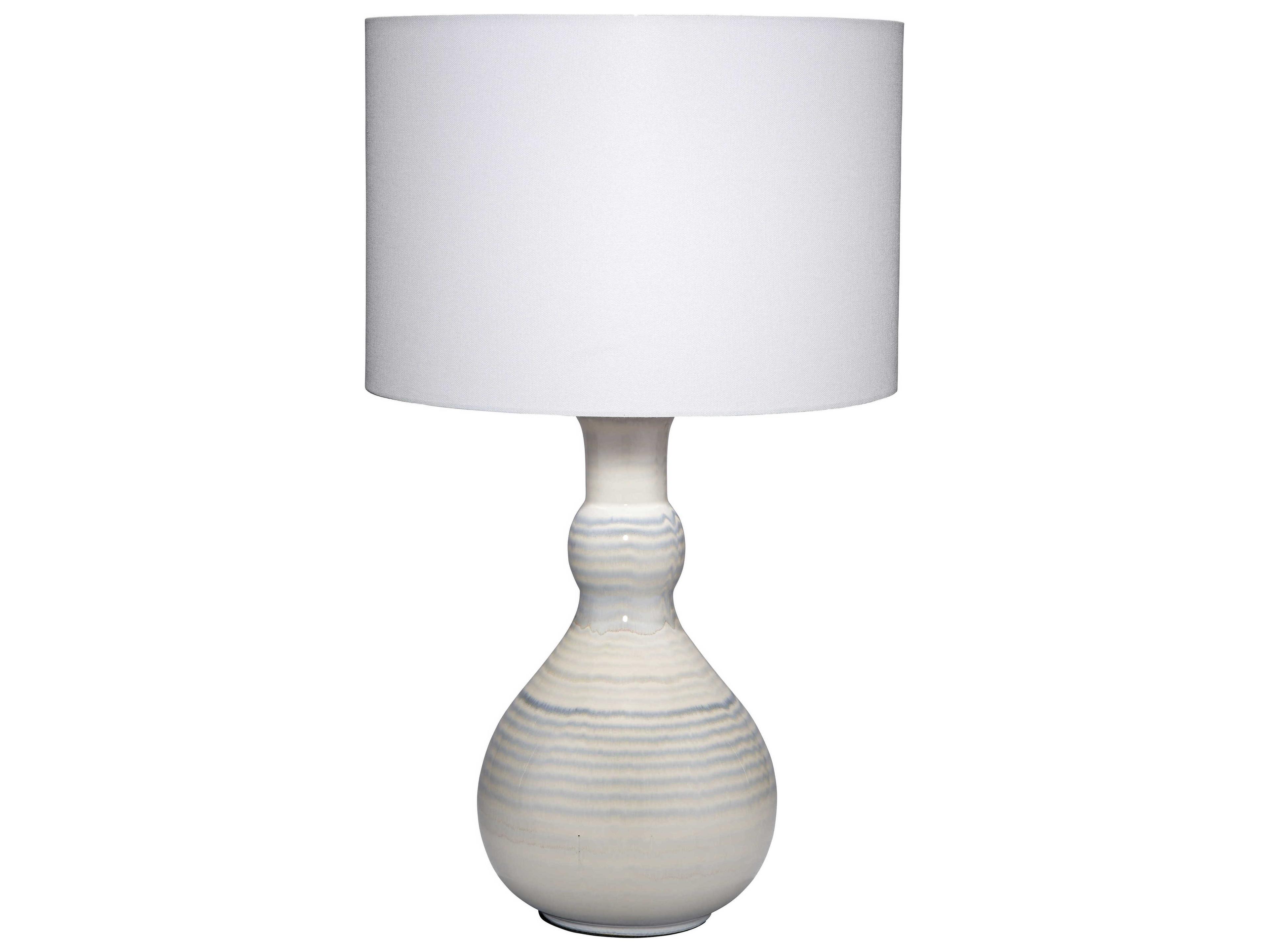 Jamie Young Droplet Striped Blue White Cream Linen Buffet Lamp