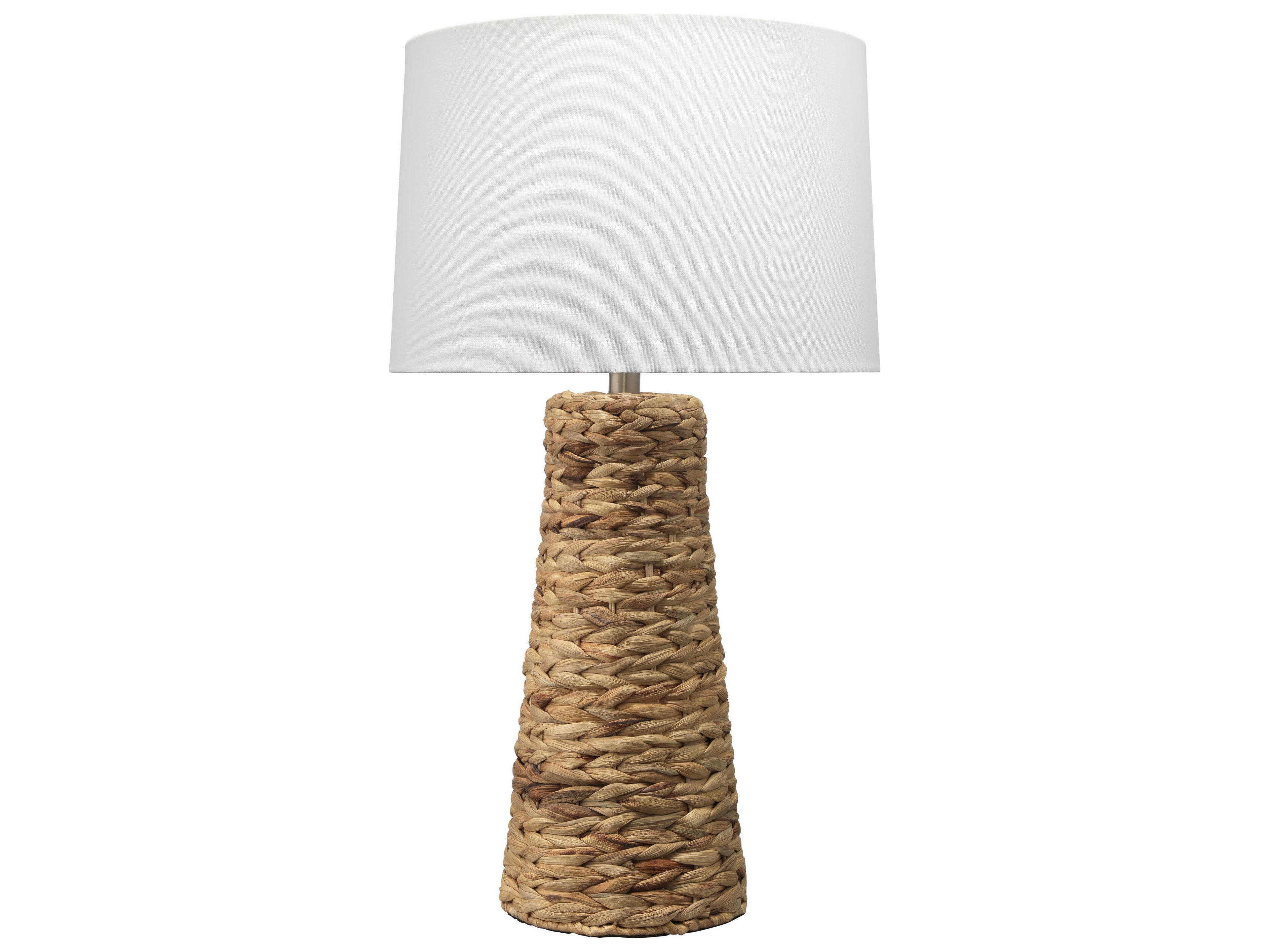 Jamie Young Haven Natural Linen White Cone Brown Buffet Lamp