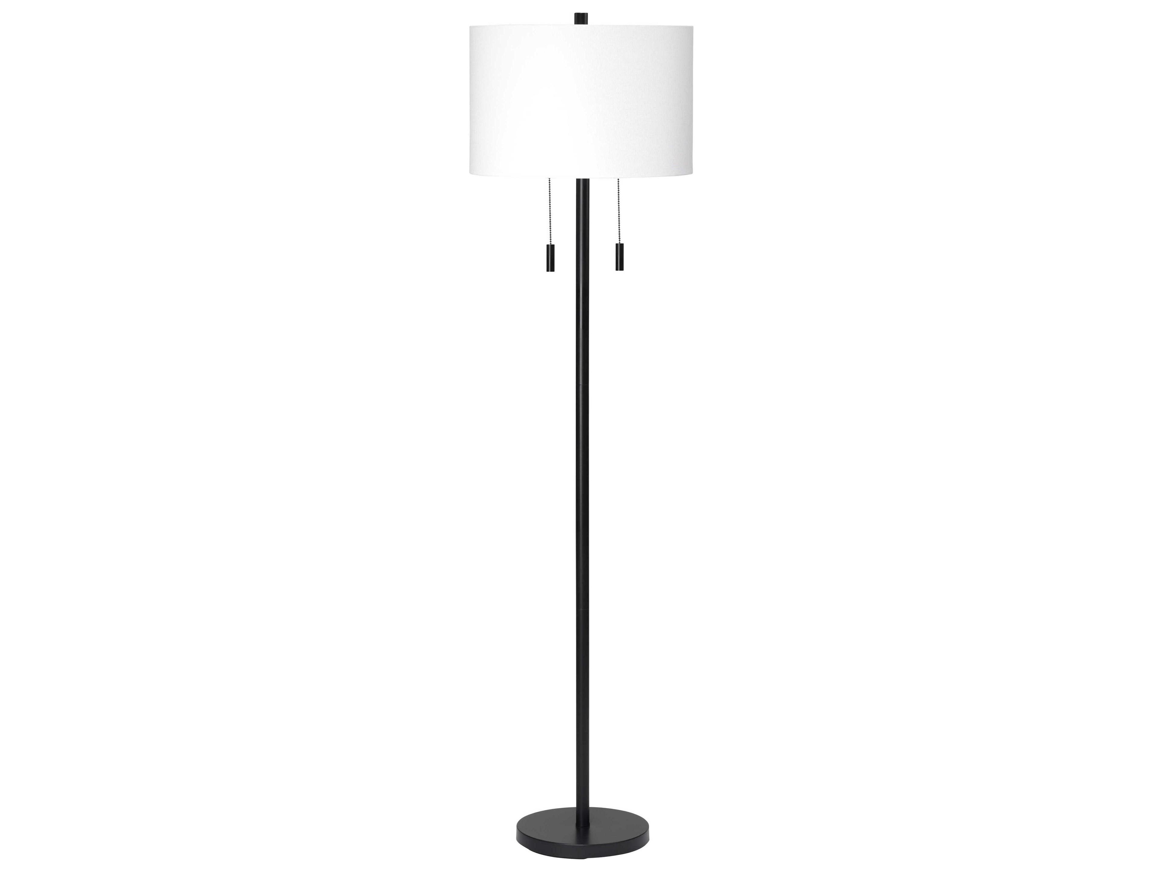 Jamie Young Lincoln Black Linen White Drum Floor Lamp