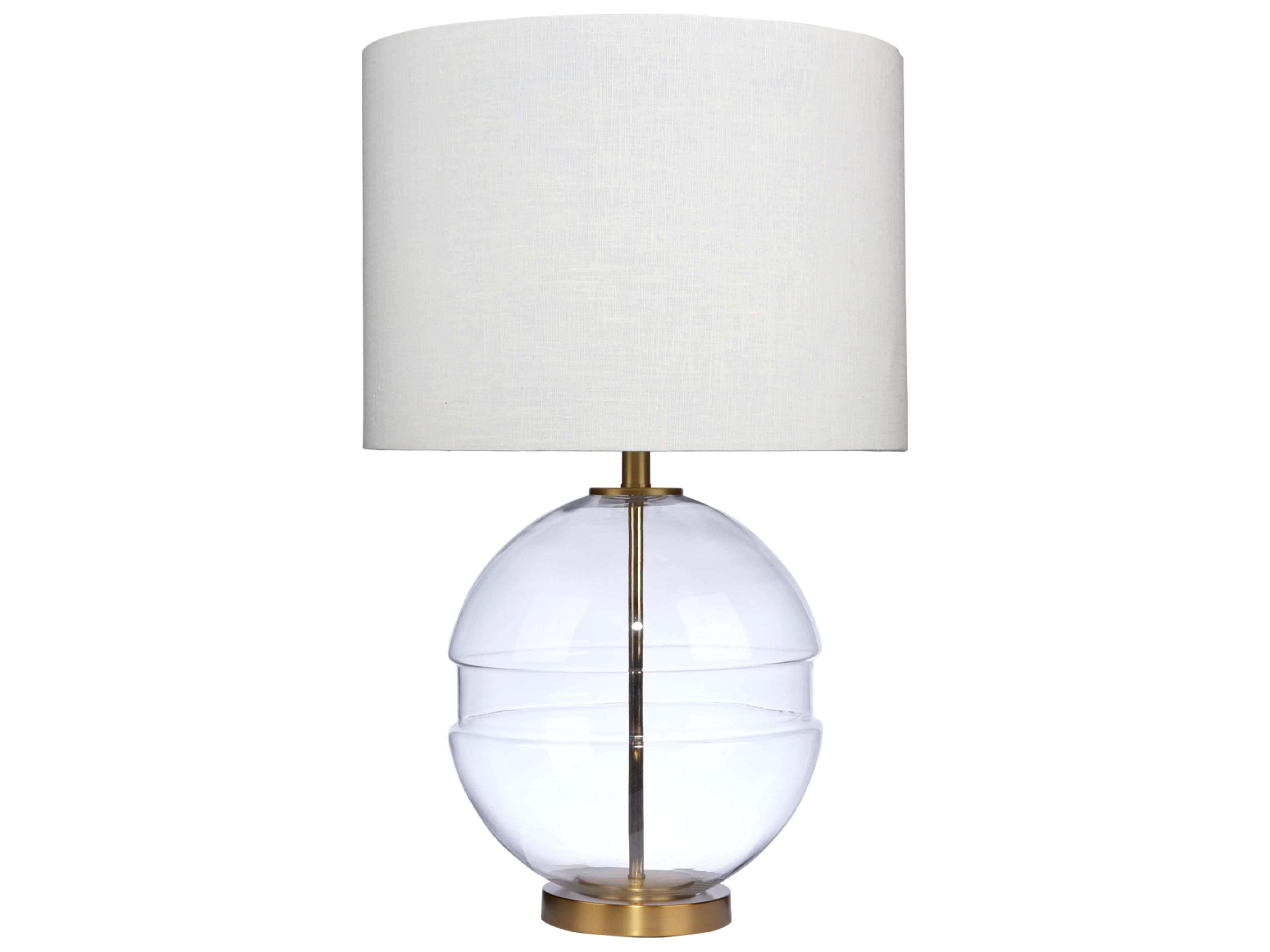 Jamie Young Satellite Antique Brass Linen White Drum Buffet Lamp