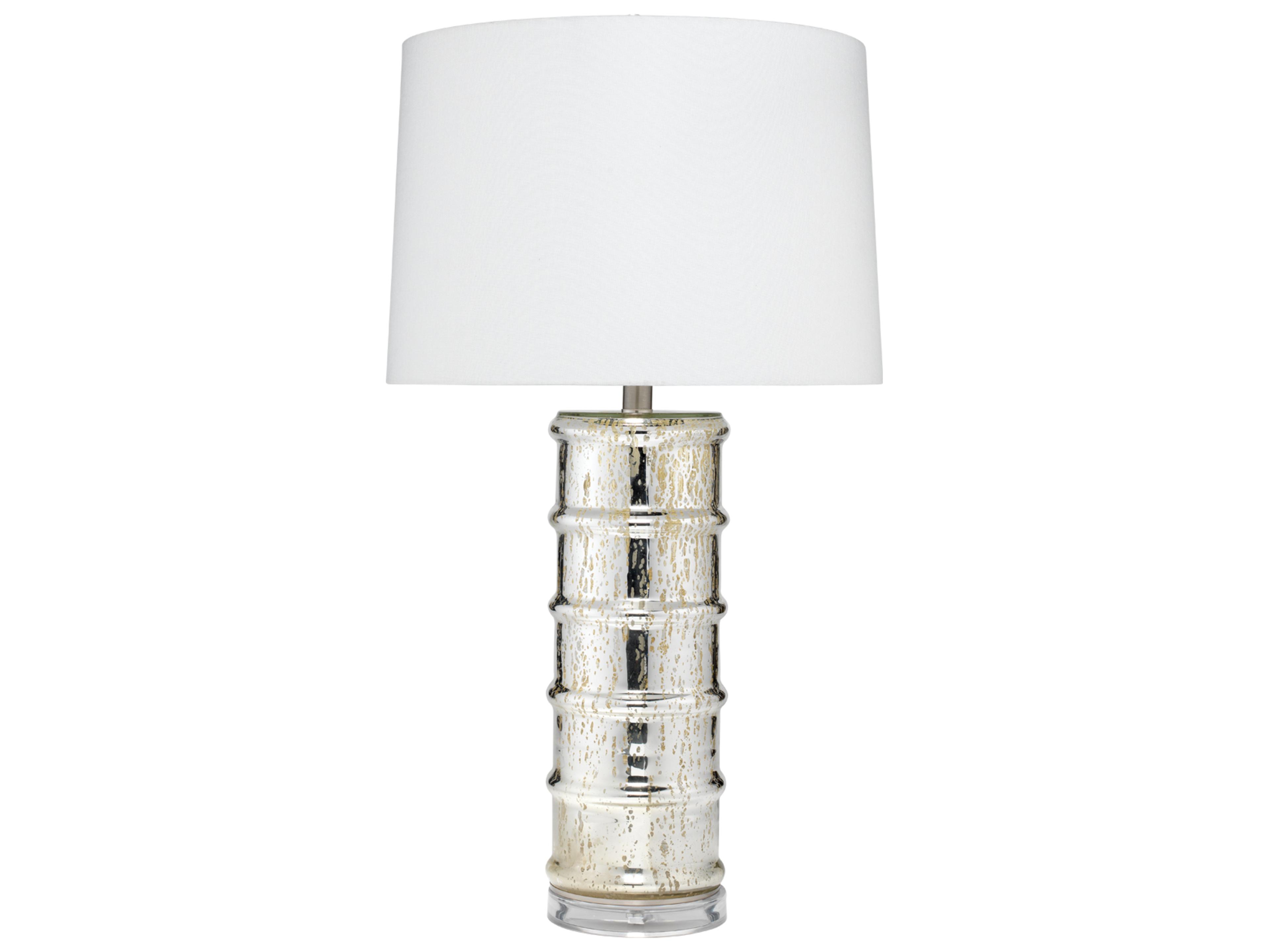 Jamie Young Irene Silver Off White Linen Tapered Buffet Lamp