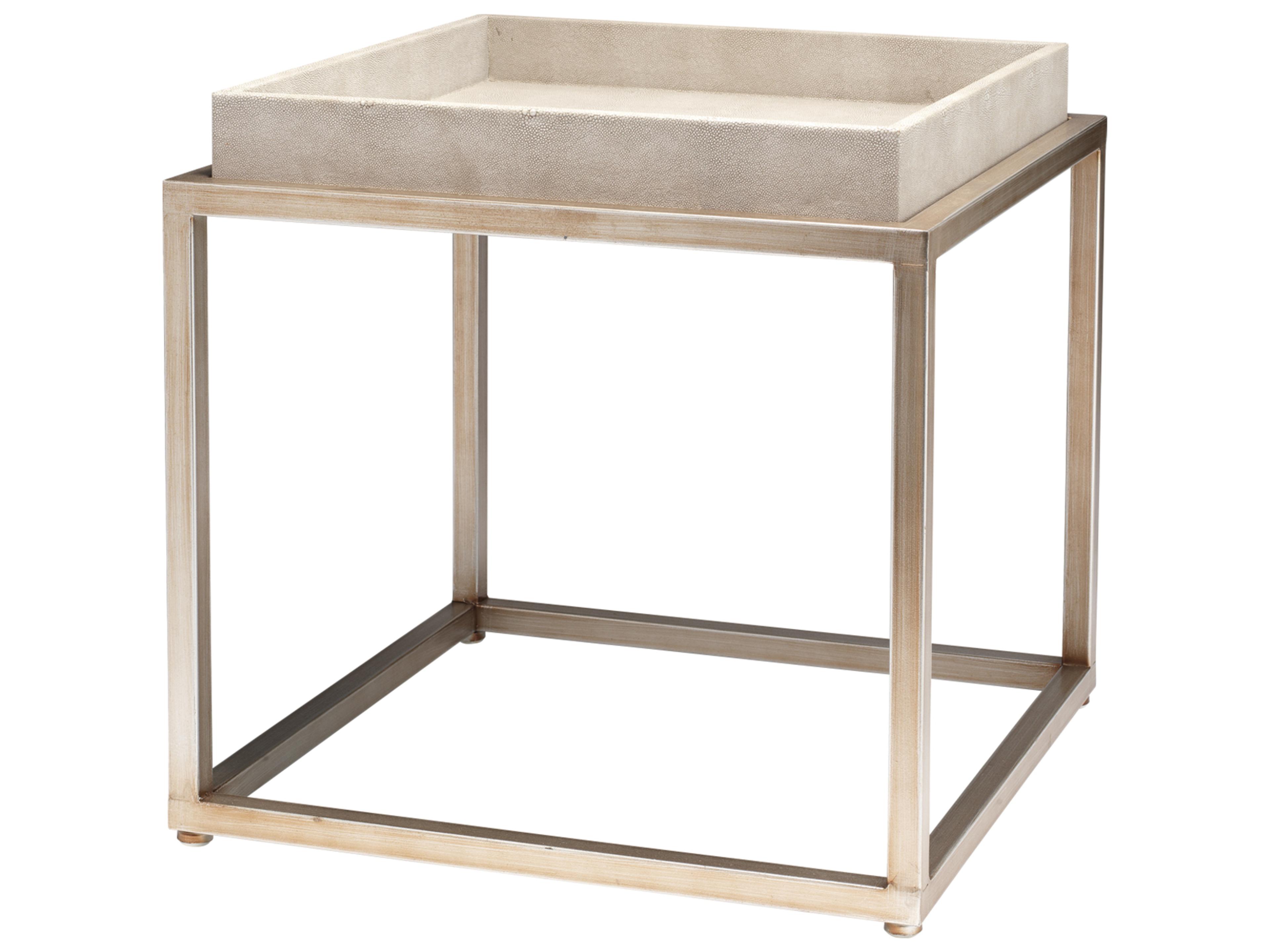 Jamie Young Jax Rectangular Faux Leather Cream End Table