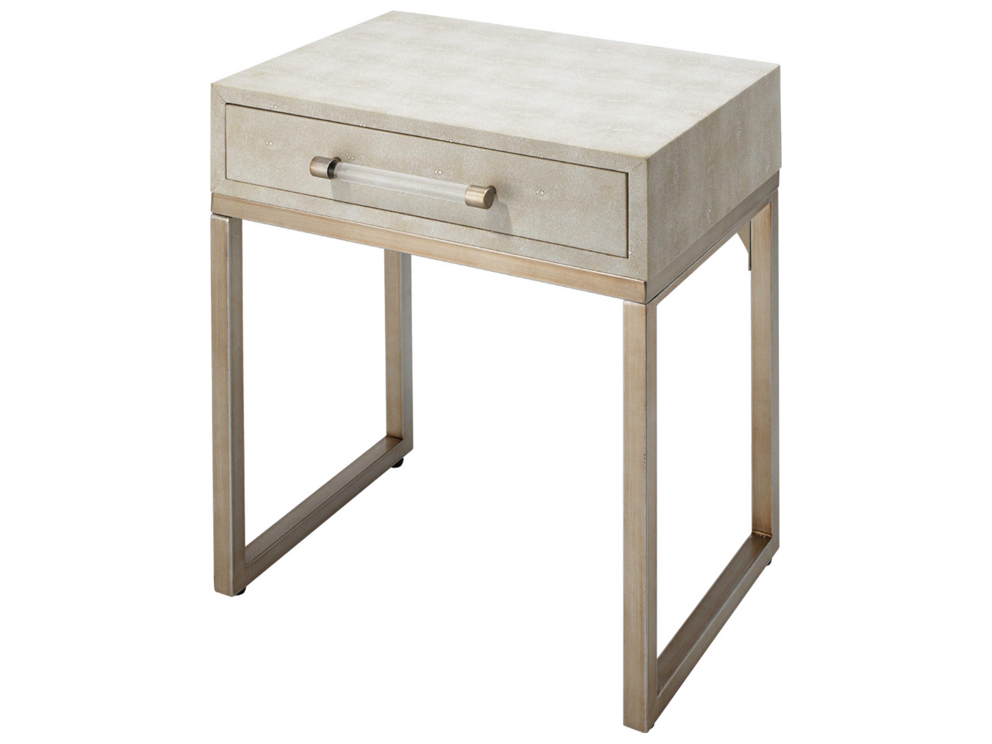 Jamie Young Kain Rectangular Faux Leather Cream End Table