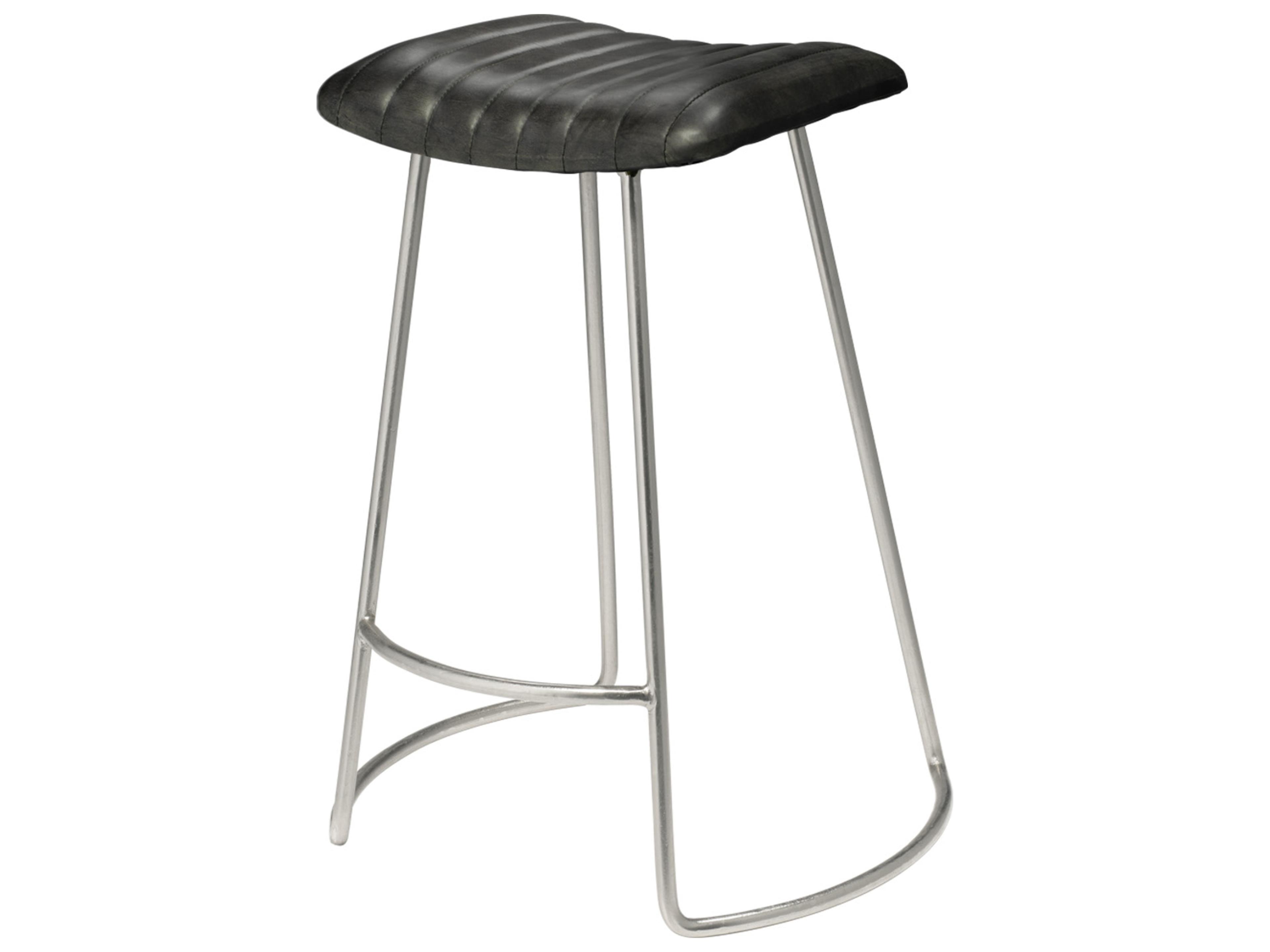 Jamie Young Theo Grey Leather Counter Stool