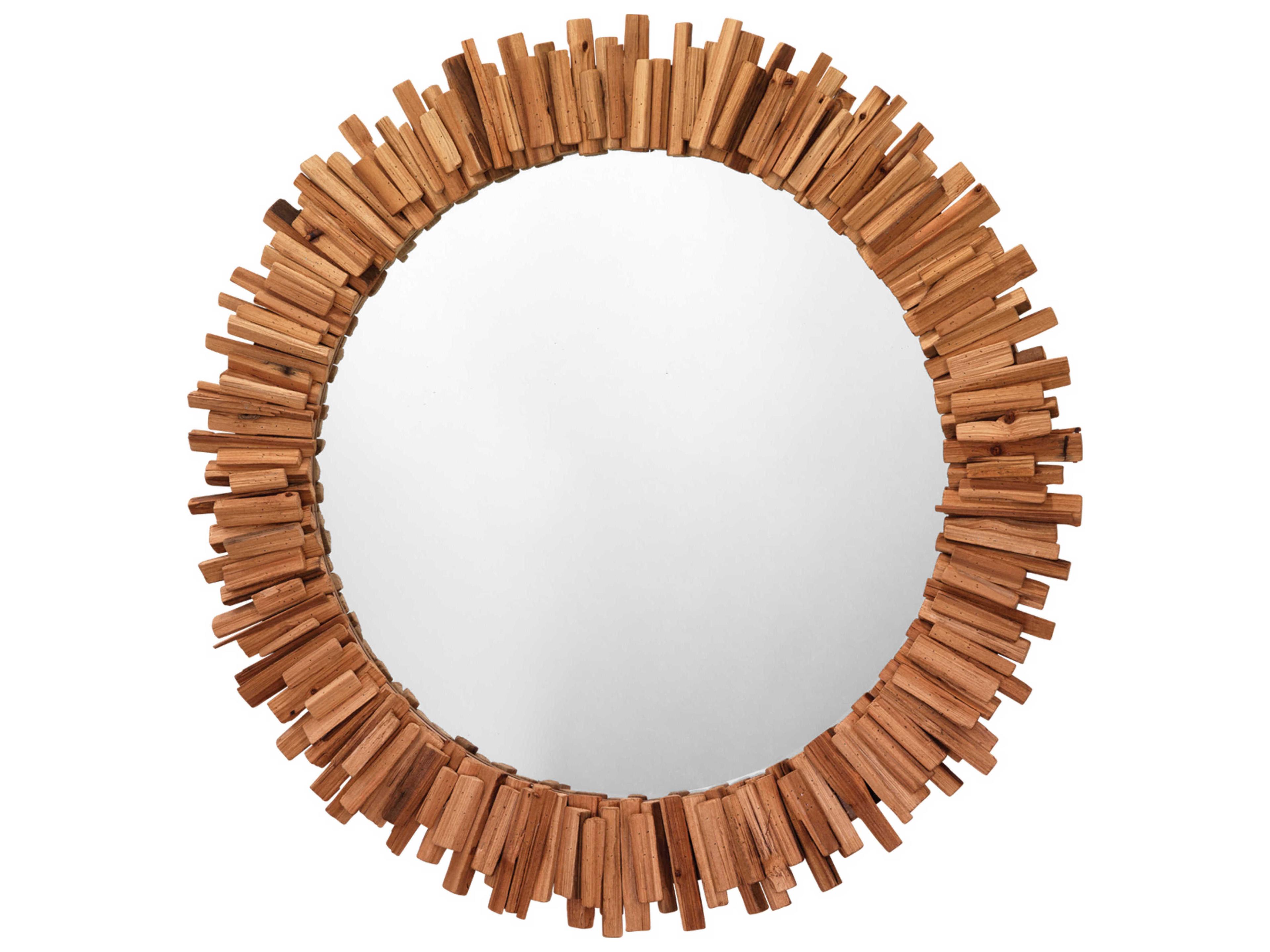 Jamie Young Driftwood Natural Round Wall Mirror