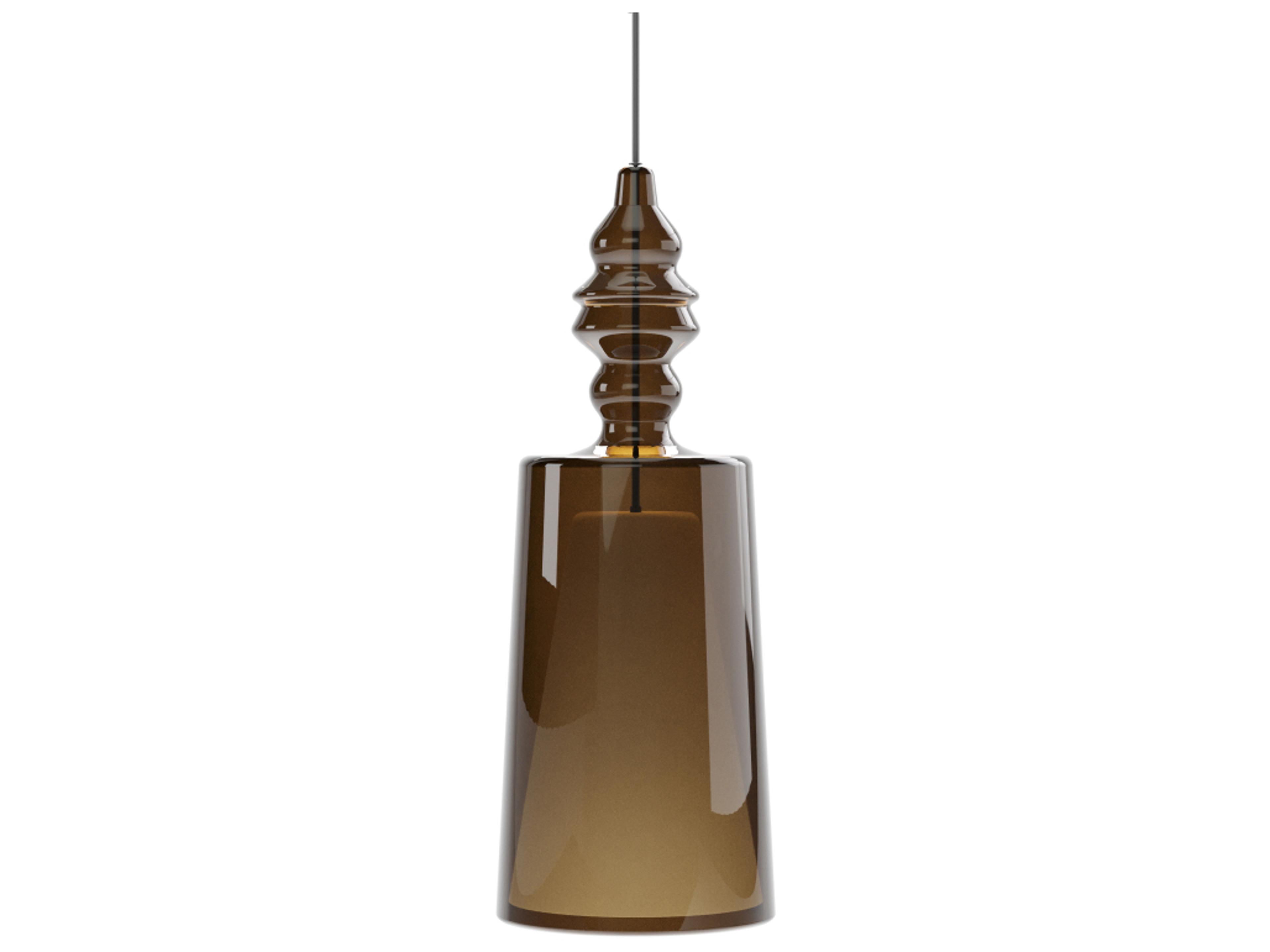 Karman Alibaglass 1-Light Bronze Cylinder Mini Pendant
