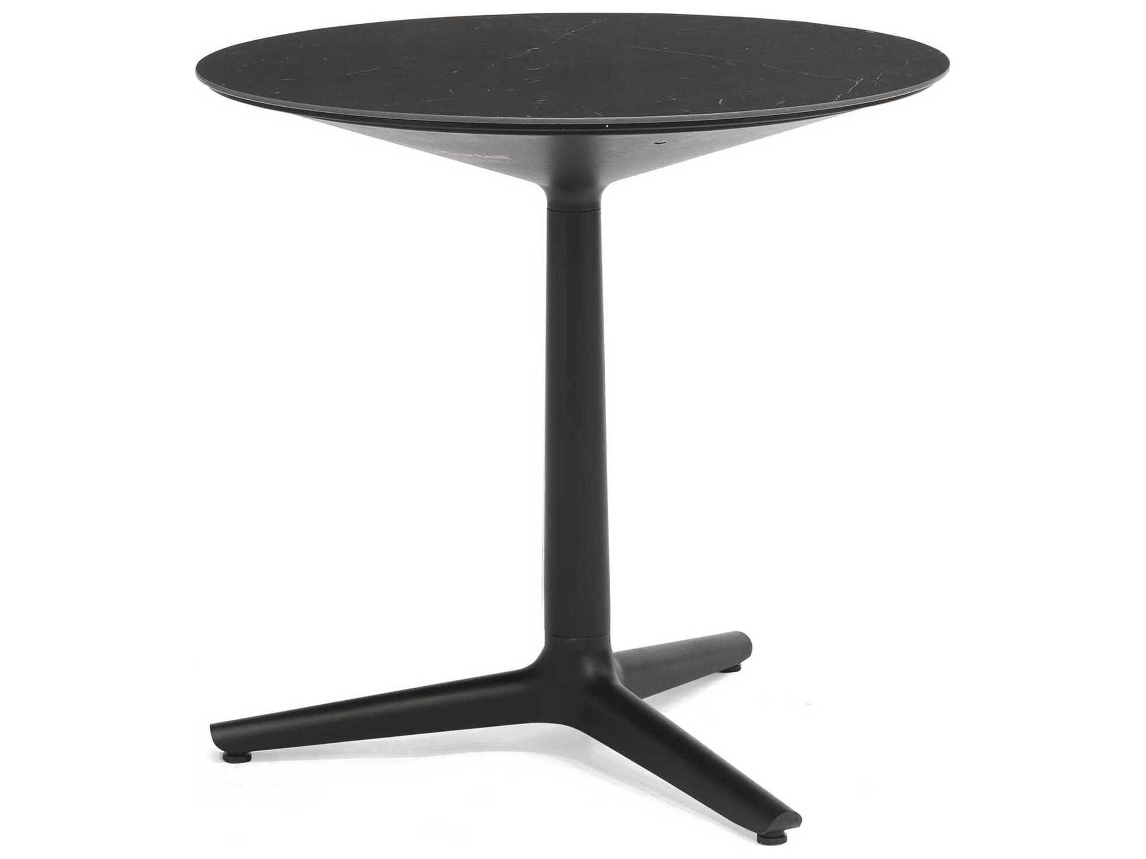Kartell Outdoor Multiplo Black Marble Die-Cast Aluminum Round Dining Table