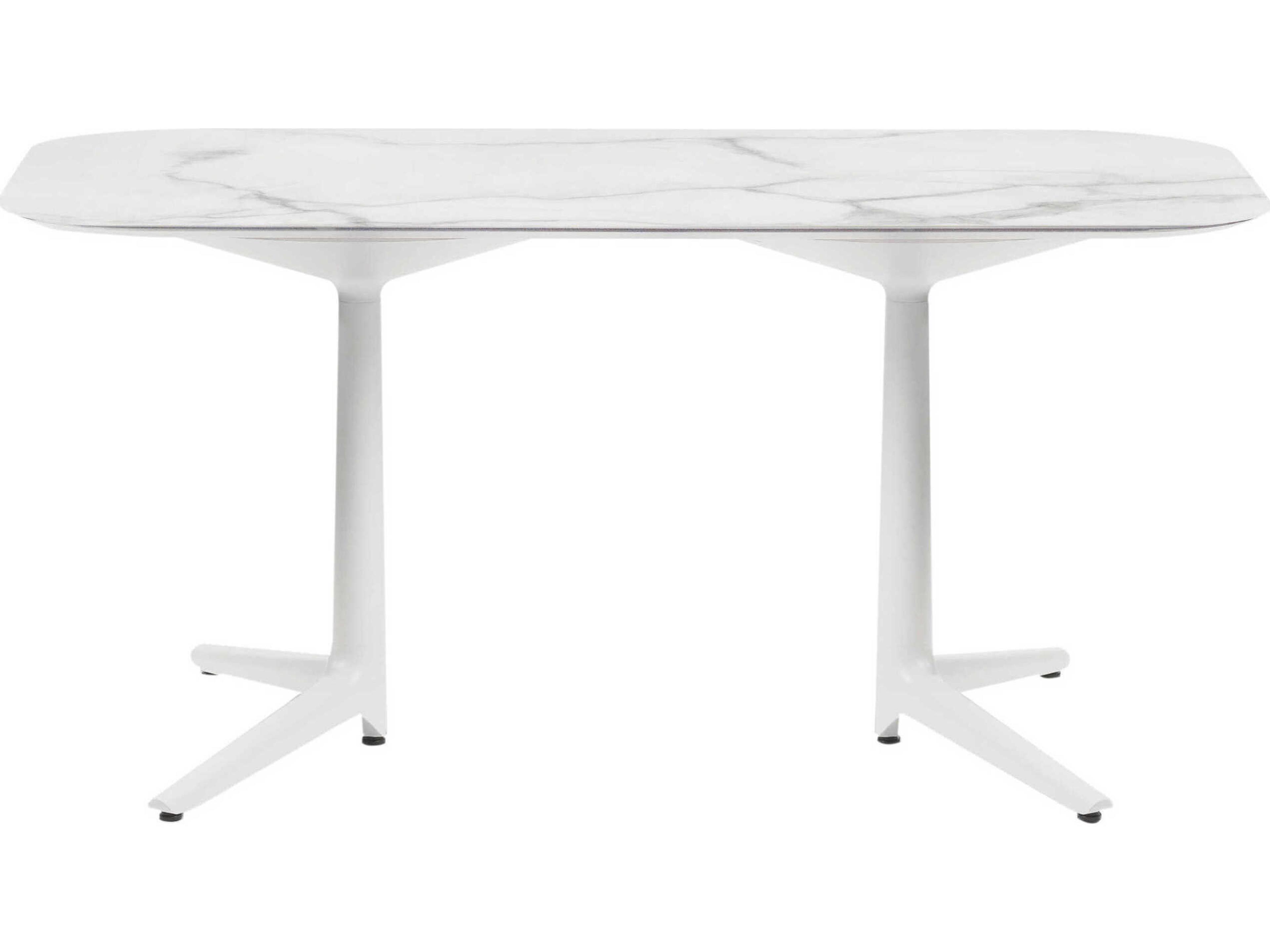Kartell Outdoor Multiplo Xl White Marble / White Rectangular Dining Table