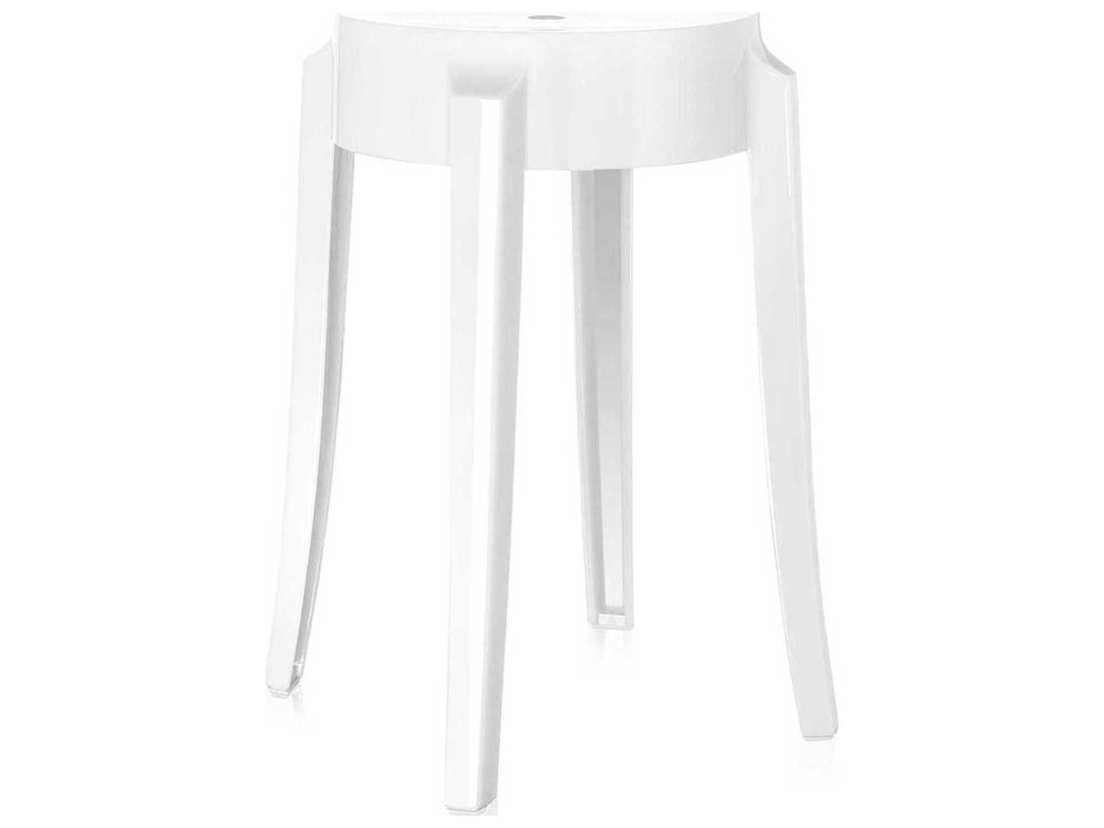Kartell Outdoor Charles Ghost Glossy White Resin Dining Stool  (Sold in 2)