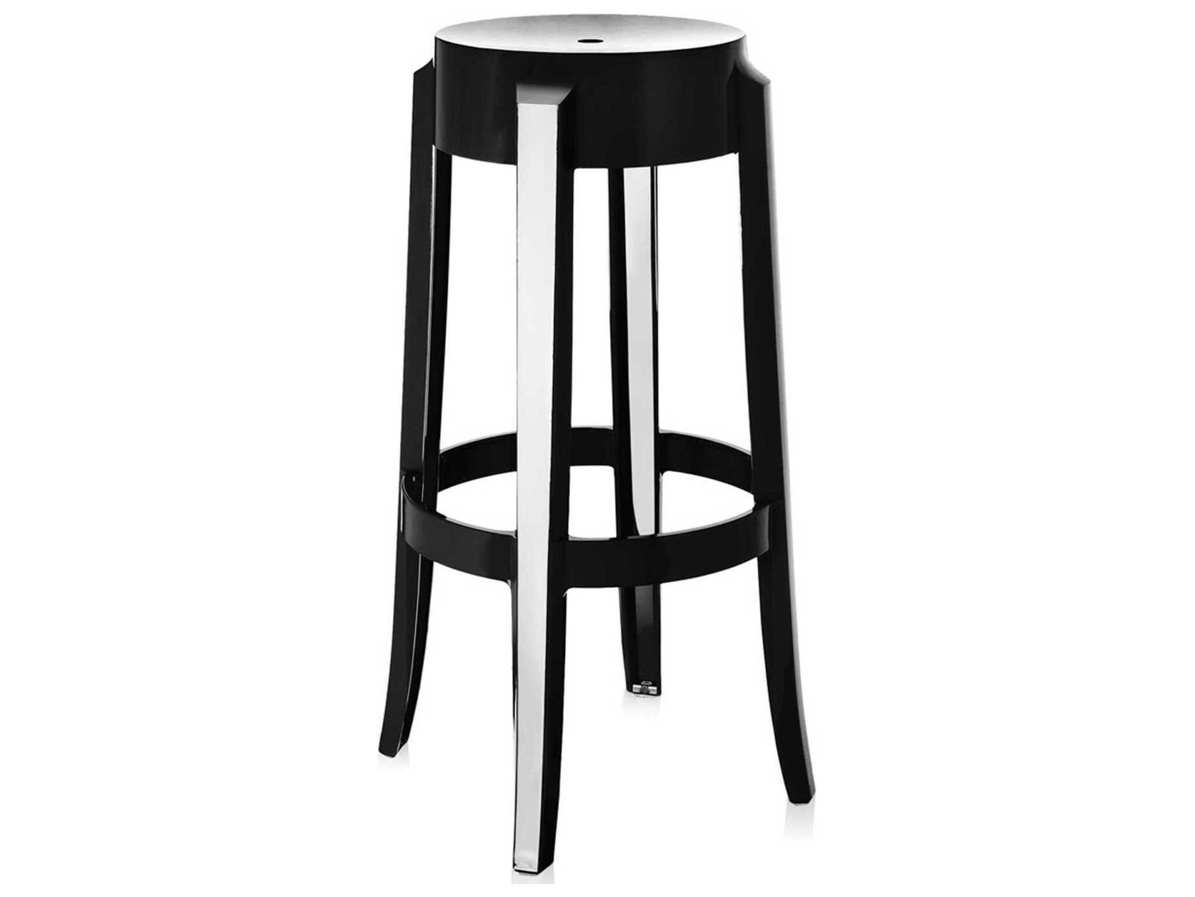 Kartell Outdoor Charles Ghost Glossy Black Resin Bar Stool  (Sold in 2)