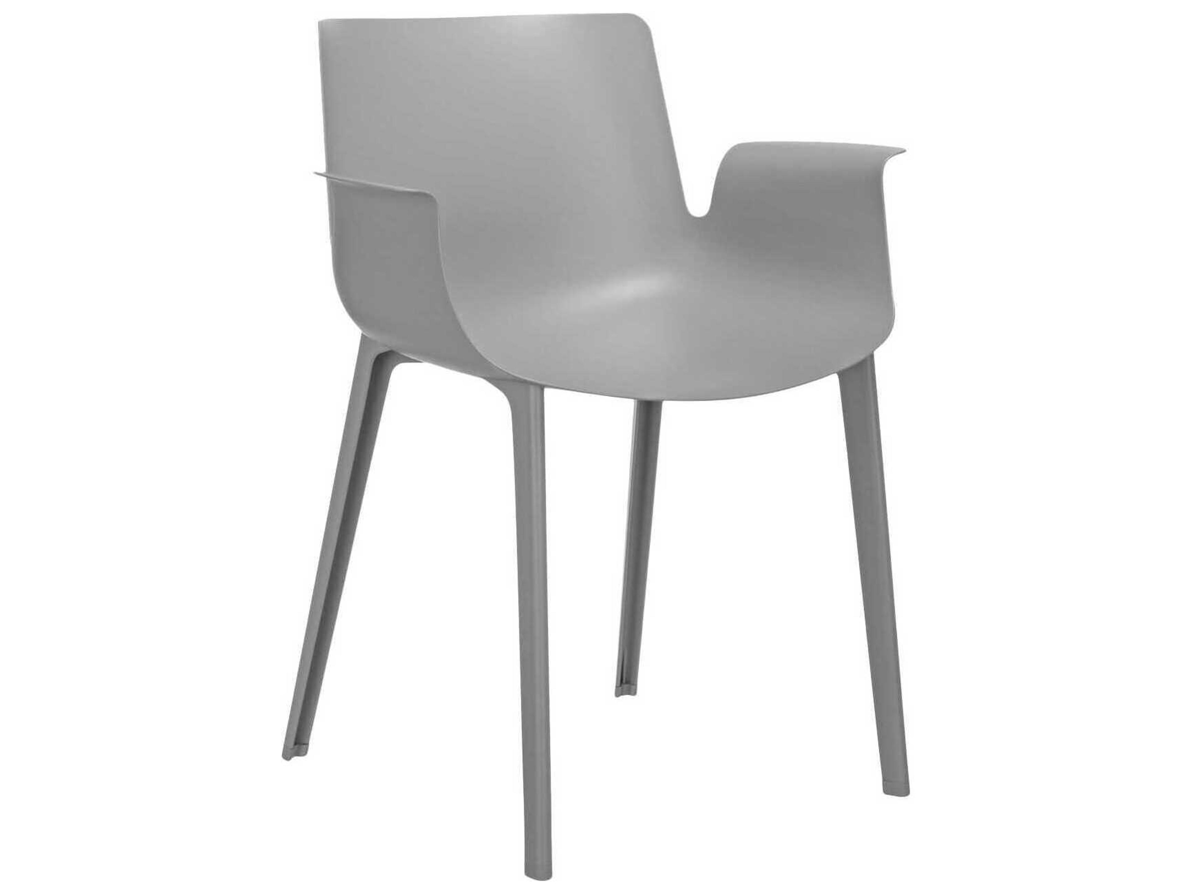Piuma Opaque Gray Resin Dining Arm Chair