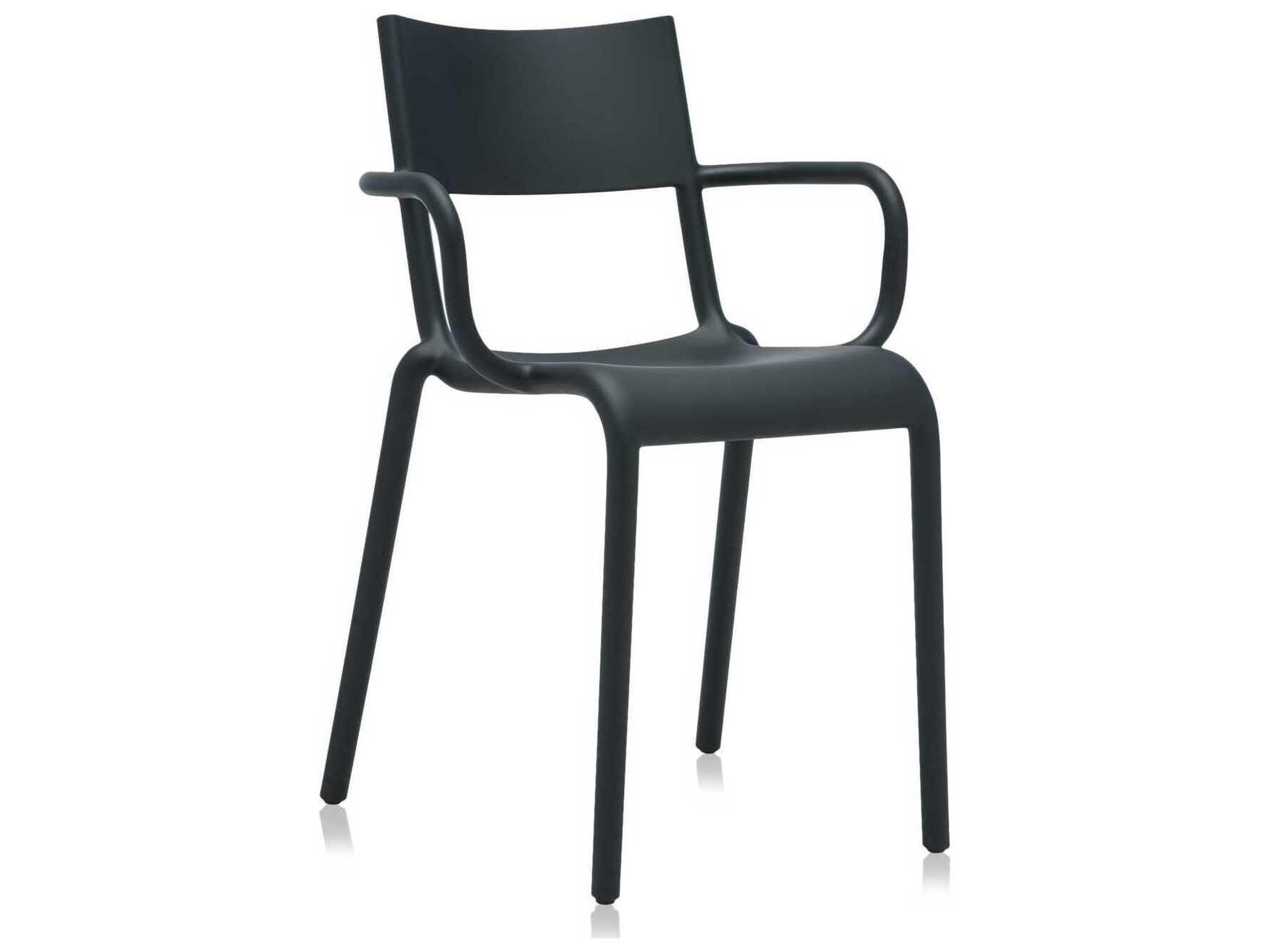 Kartell Outdoor Generic Black Resin Dining Arm Chair  (Sold in 2)