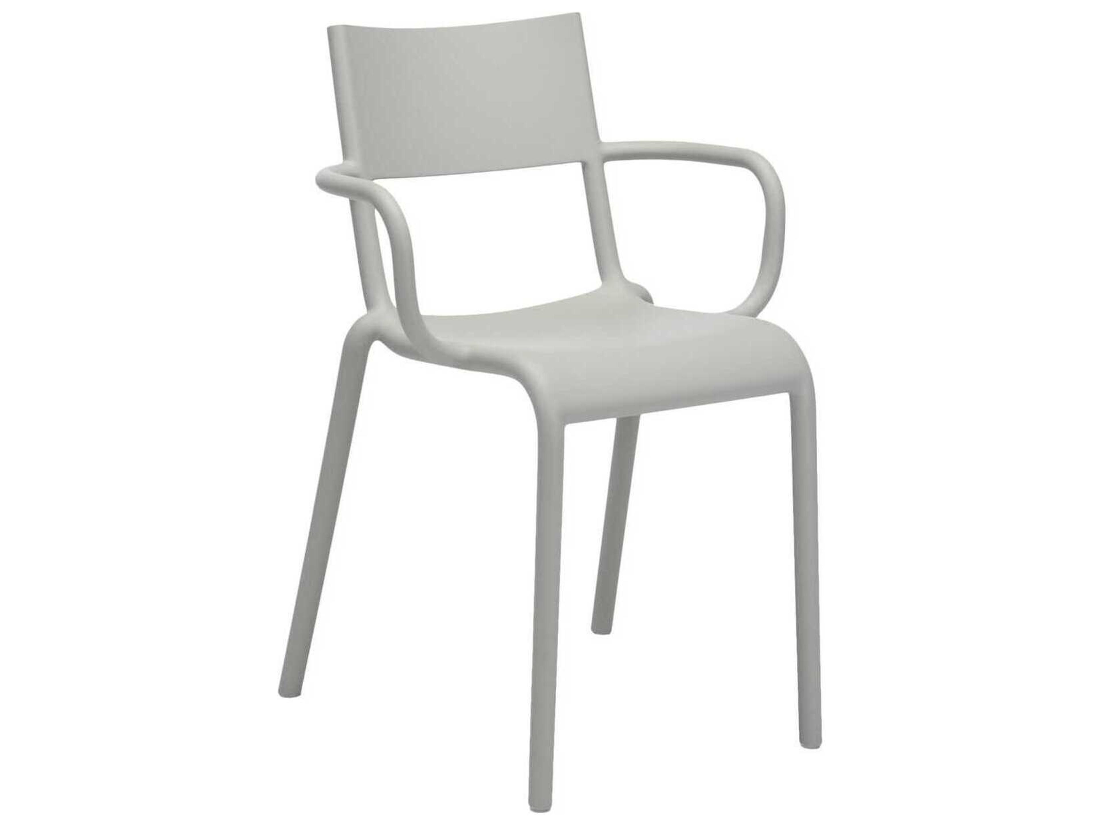 Kartell Outdoor Generic Gray Resin Dining Arm Chair  (Sold in 2)