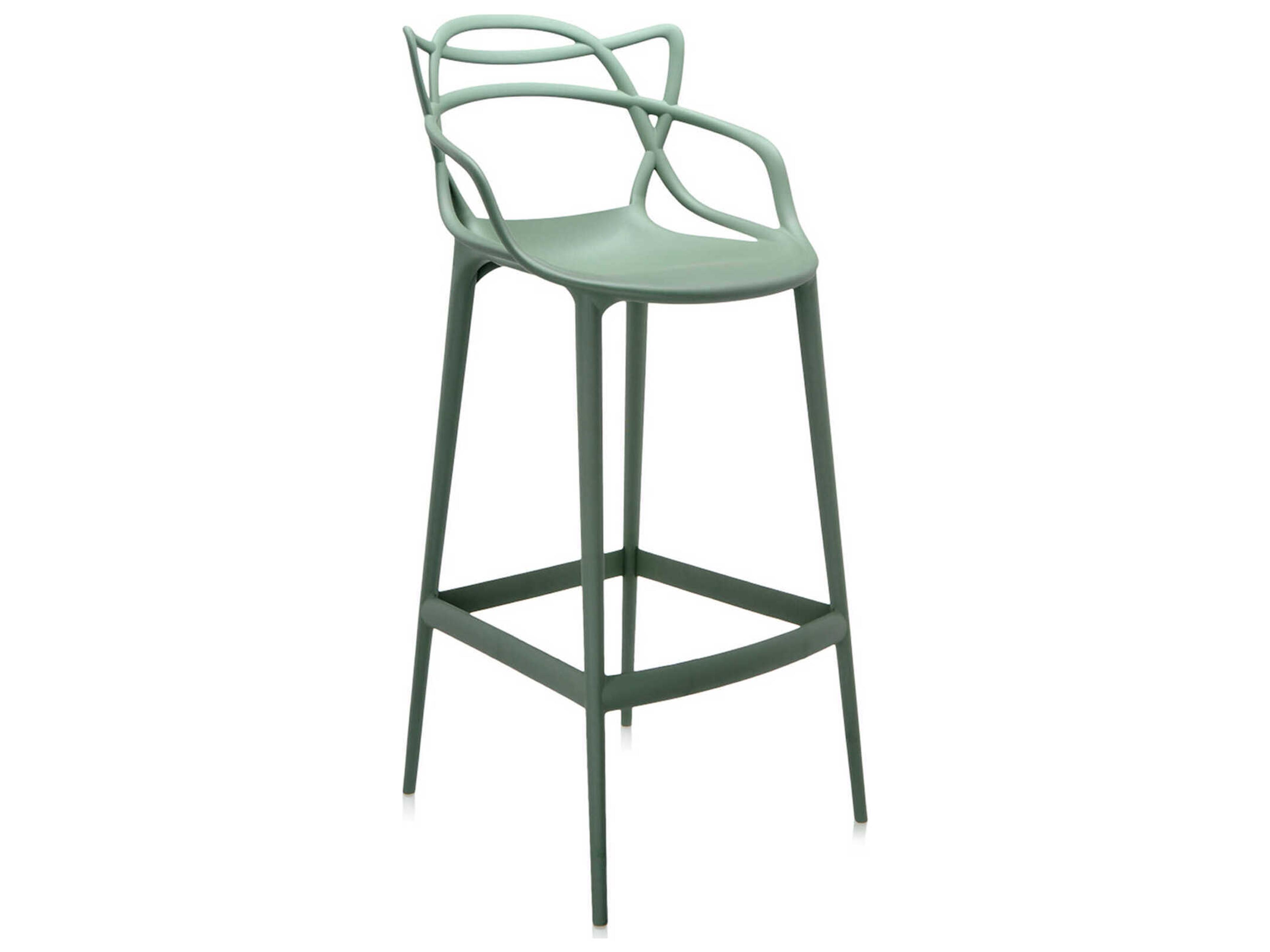Kartell Outdoor Masters Opaque Sage Green Resin Bar Stool