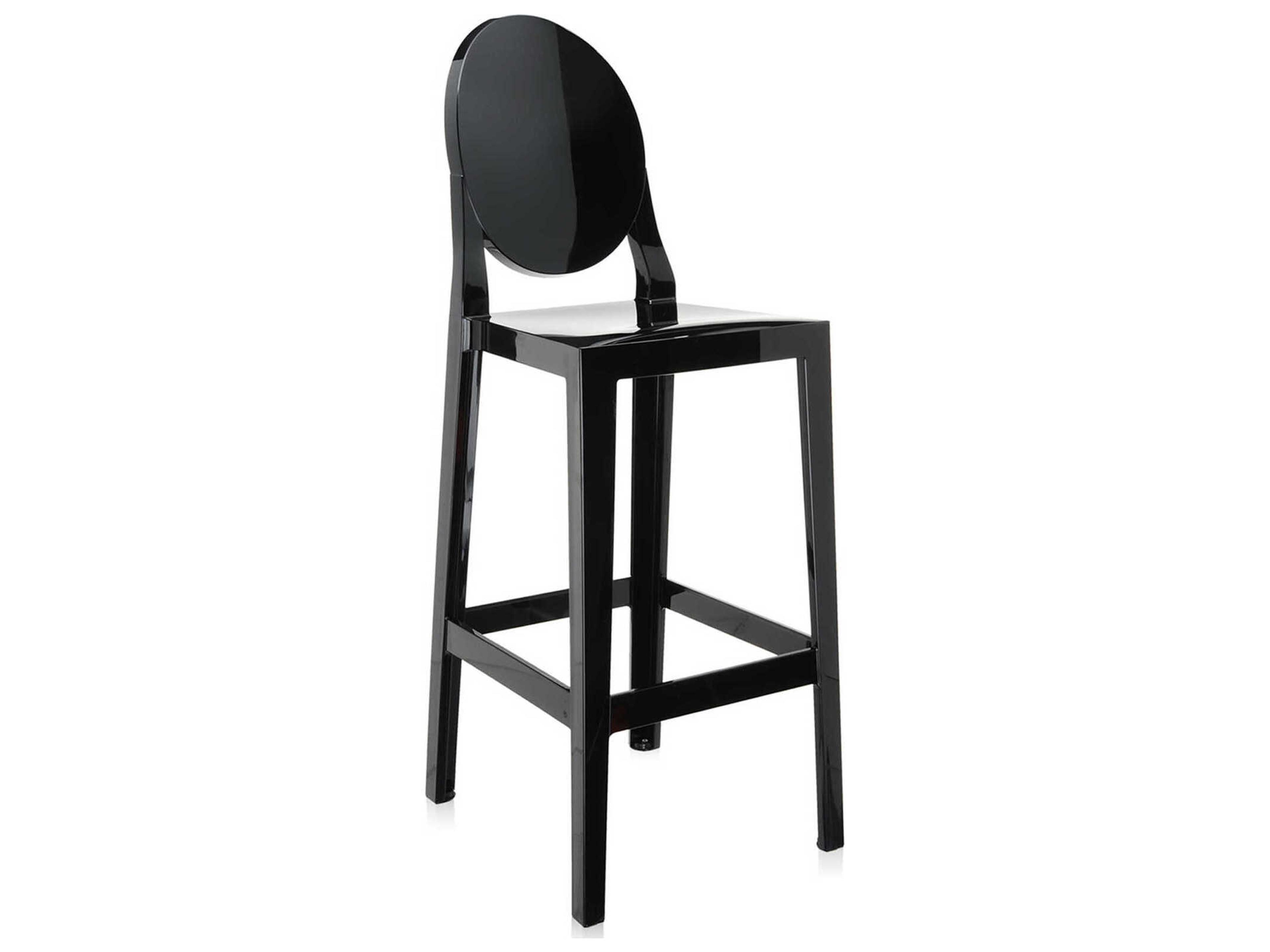 Kartell Outdoor One More Opaque Black Resin Bar Stool  (Sold in 2)