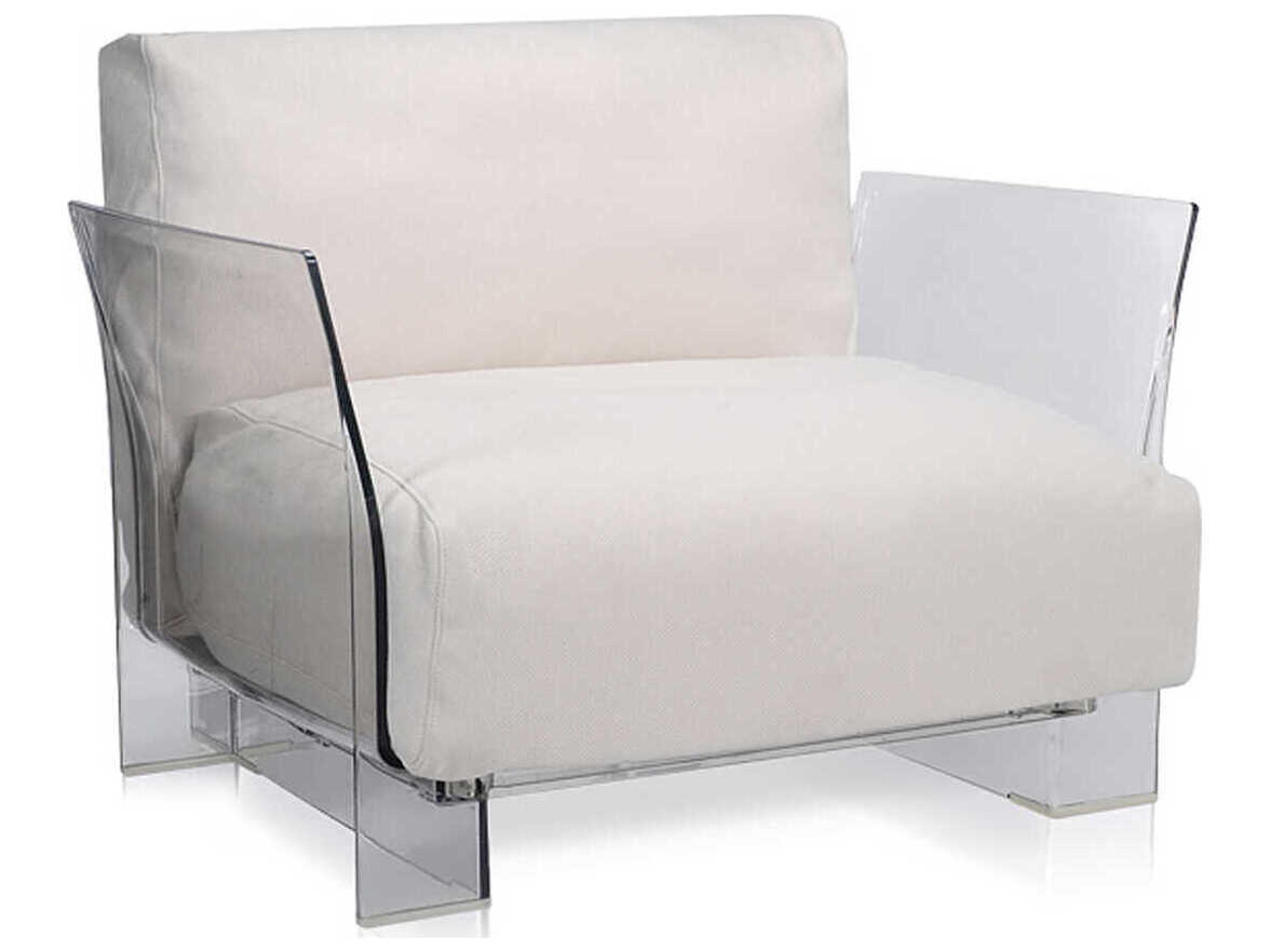 Kartell Outdoor Pop Transparent / Sunbrella Fabric White Lounge Chair