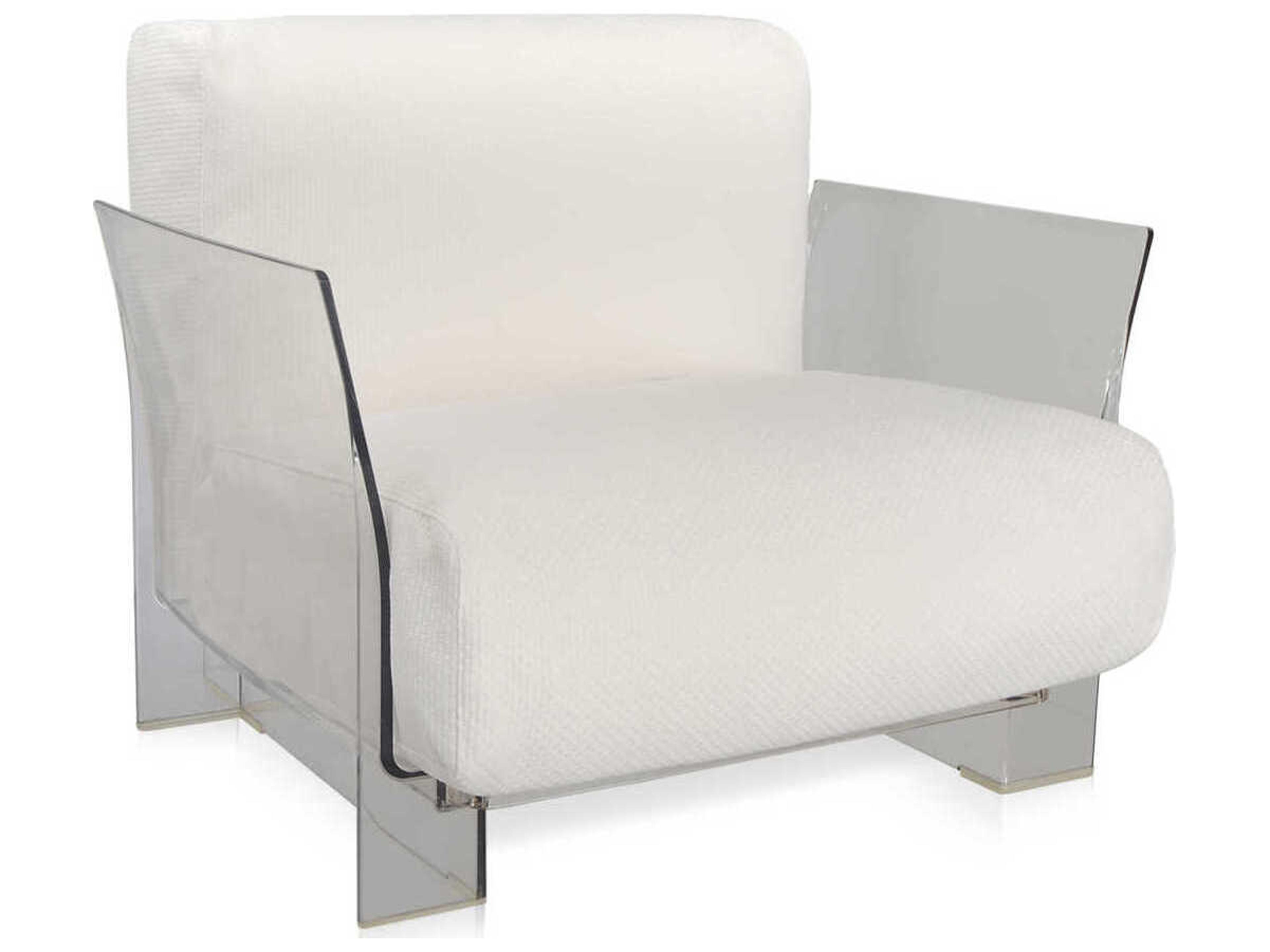 Kartell Outdoor Pop Transparent / Ikon Fabric White Lounge Chair
