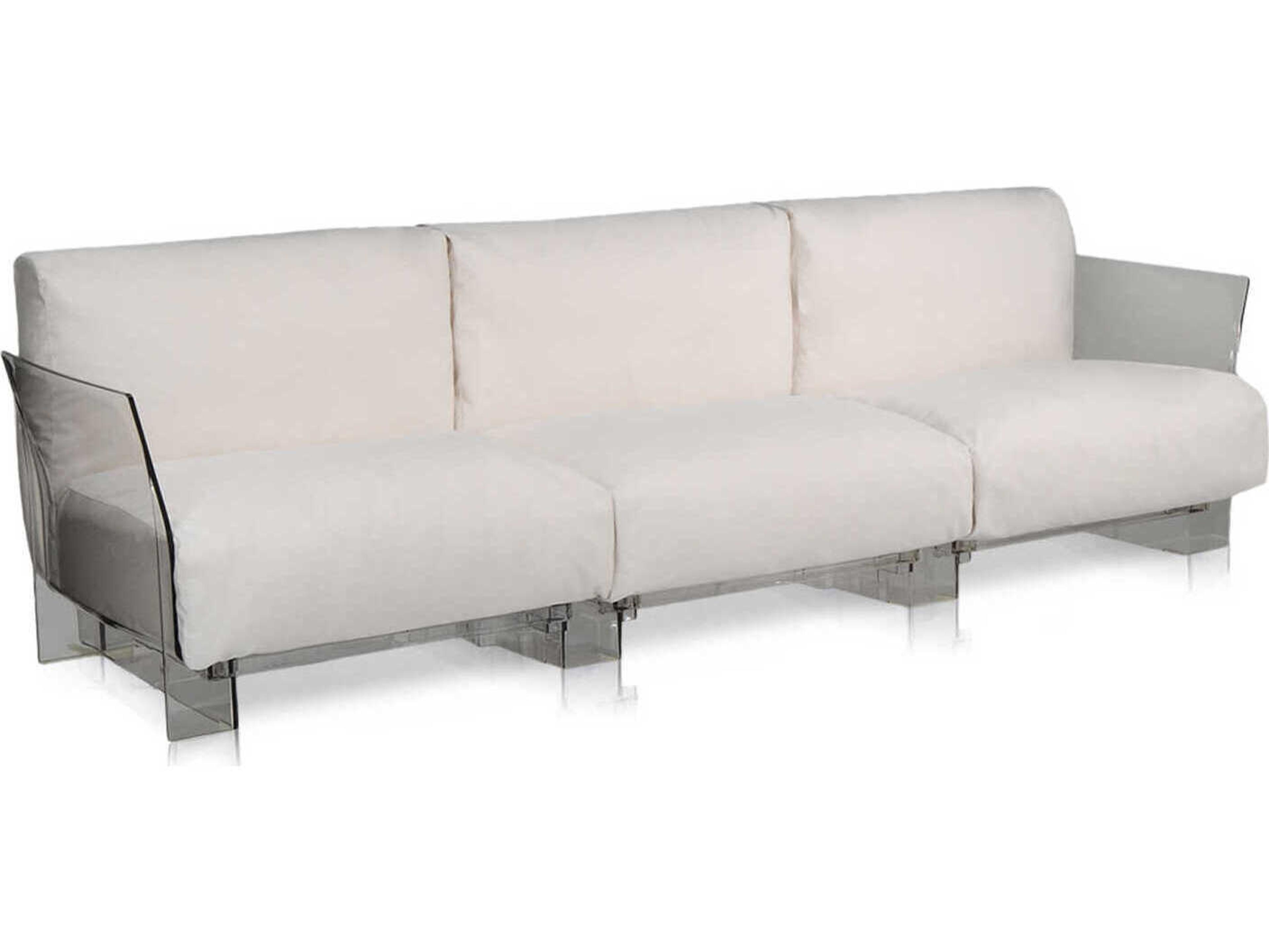 Kartell Outdoor Pop Transparent / Sunbrella Fabric Ecru Sofa