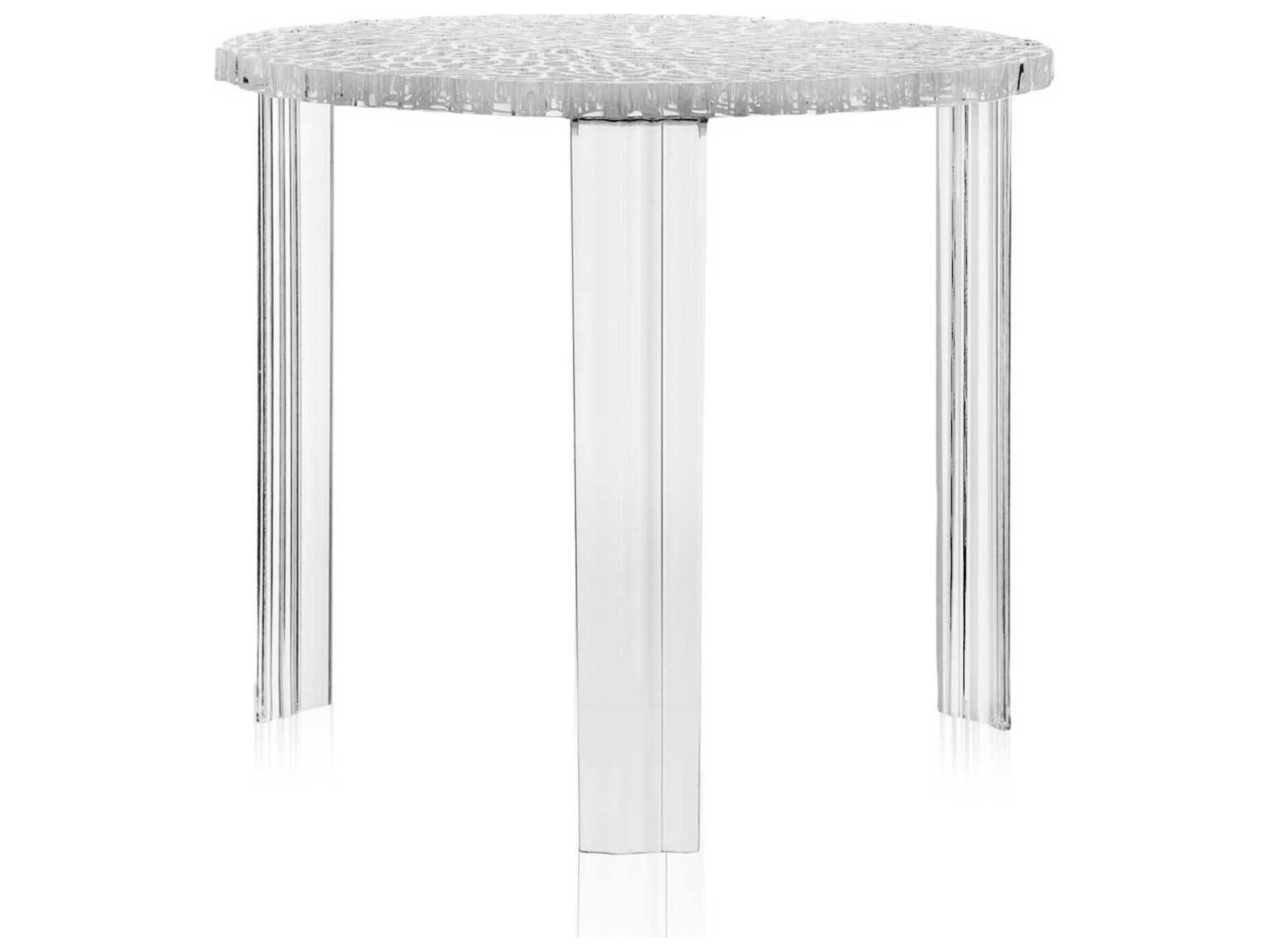 Kartell Outdoor T-table Transparent Crystal Resin High Round End Table