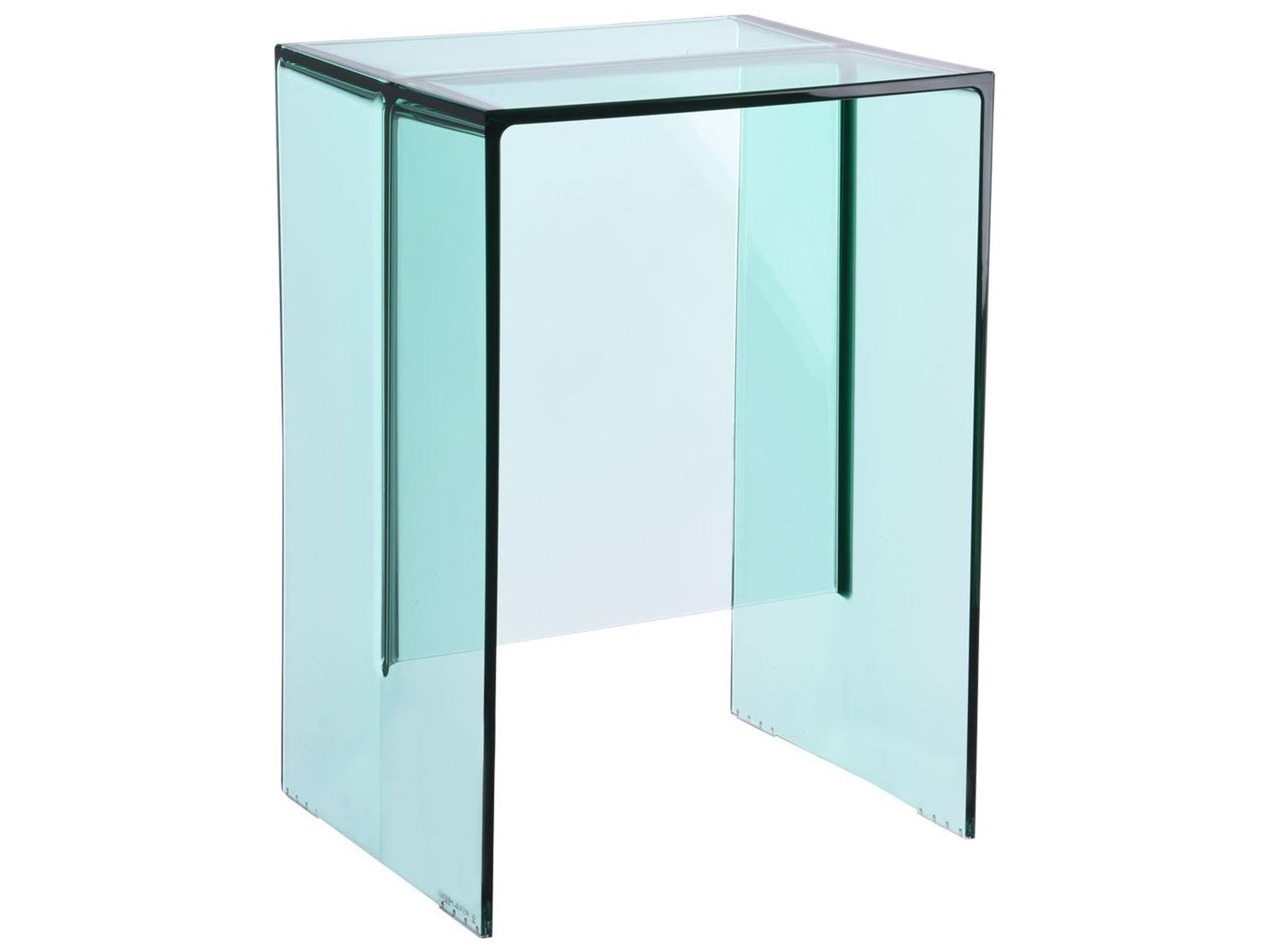 Kartell Outdoor Max-beam Transparent Aquamarine L Resin Rectangular End Table