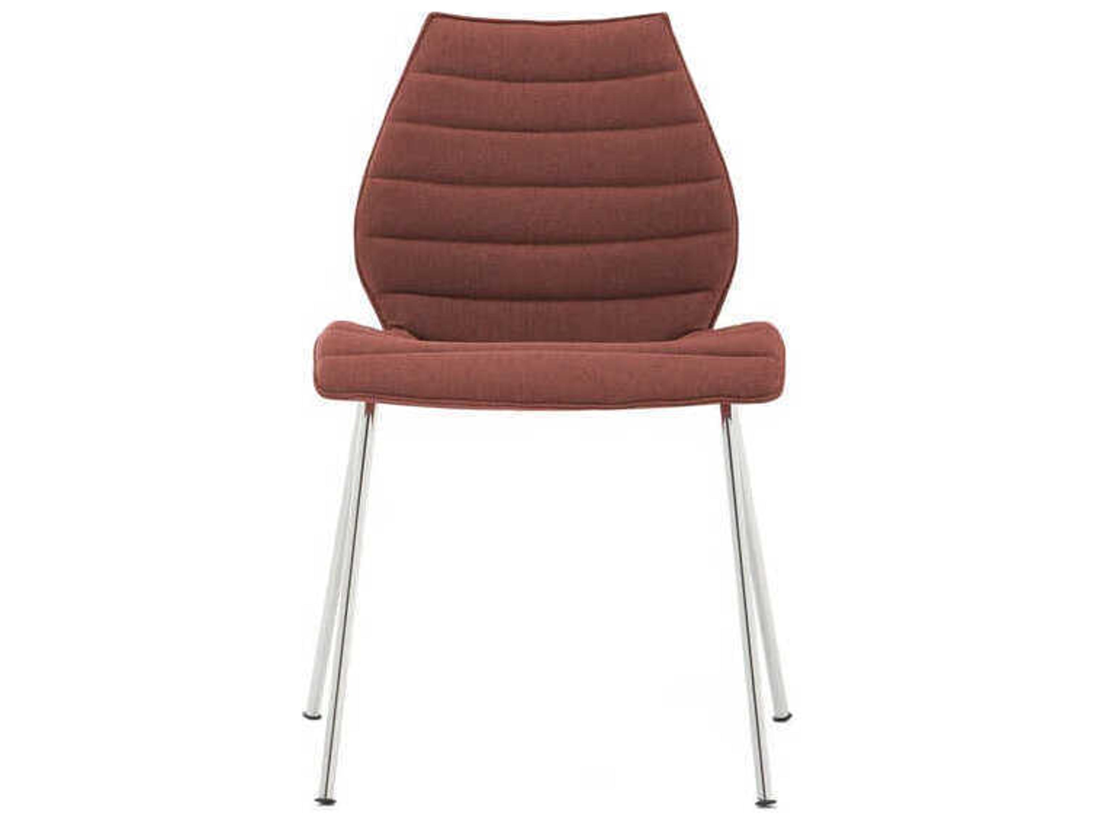 Kartell Maui Soft Trevira Chair in Brown Upholstered Seat & Chrome Legs
