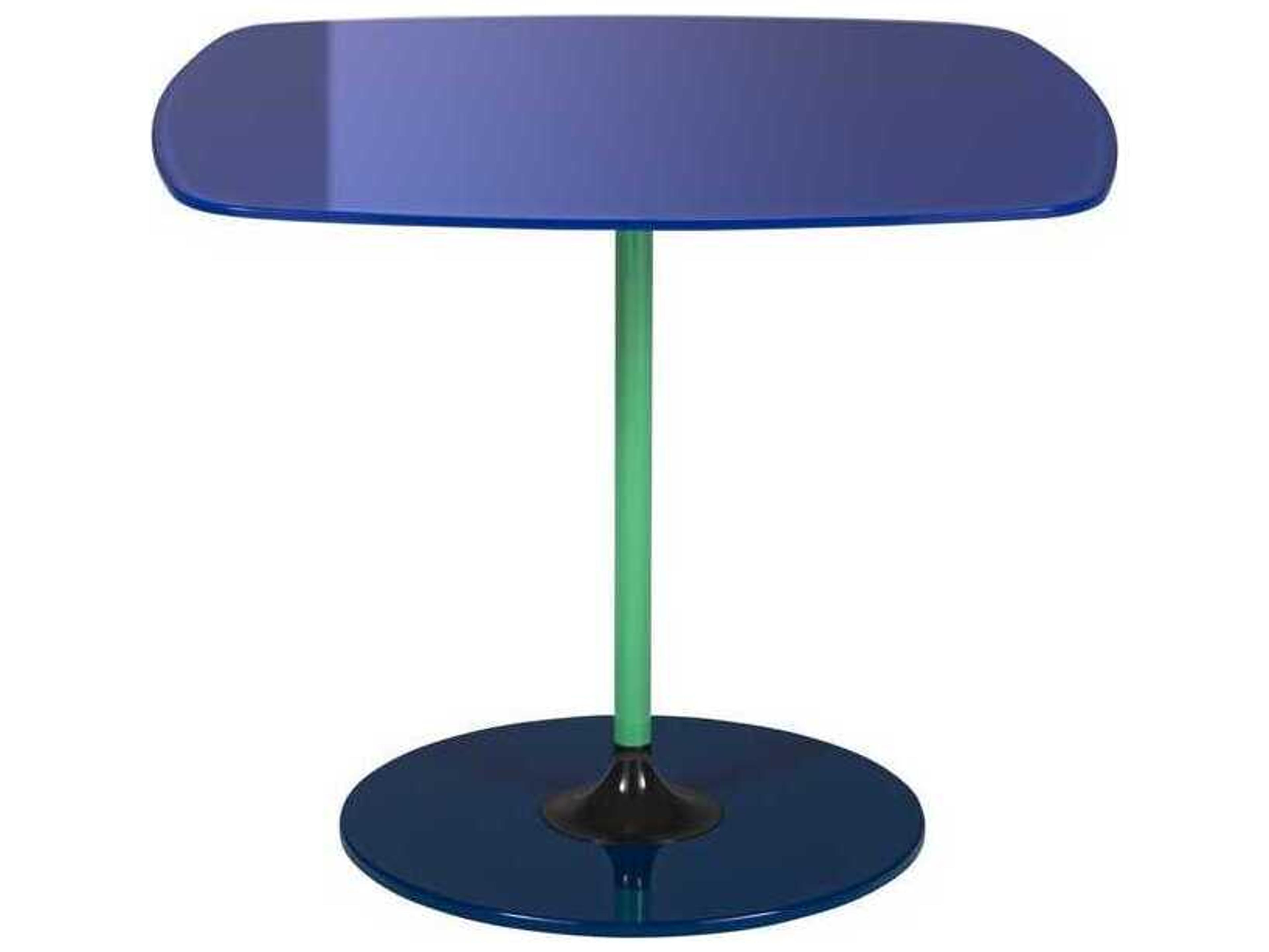 Kartell Thierry Square Glass Blue End Table