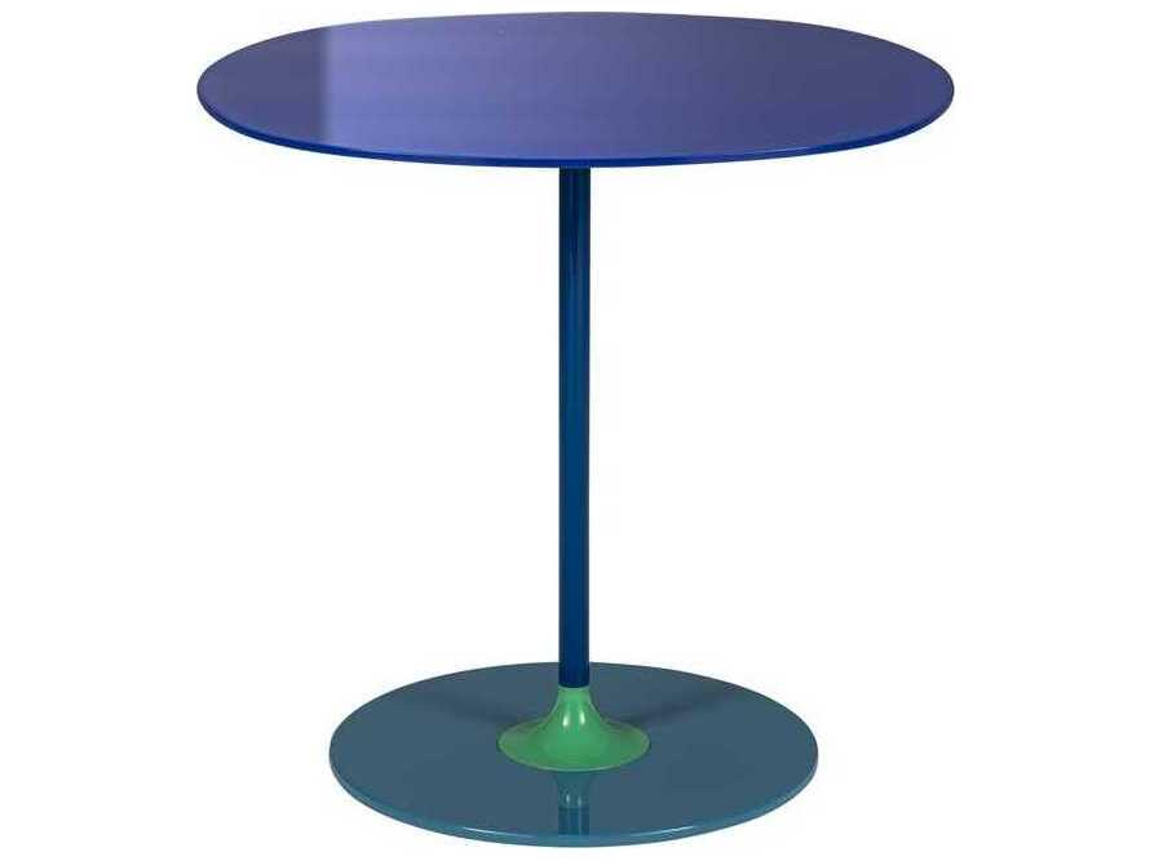 Kartell Thierry Round Glass Blue End Table