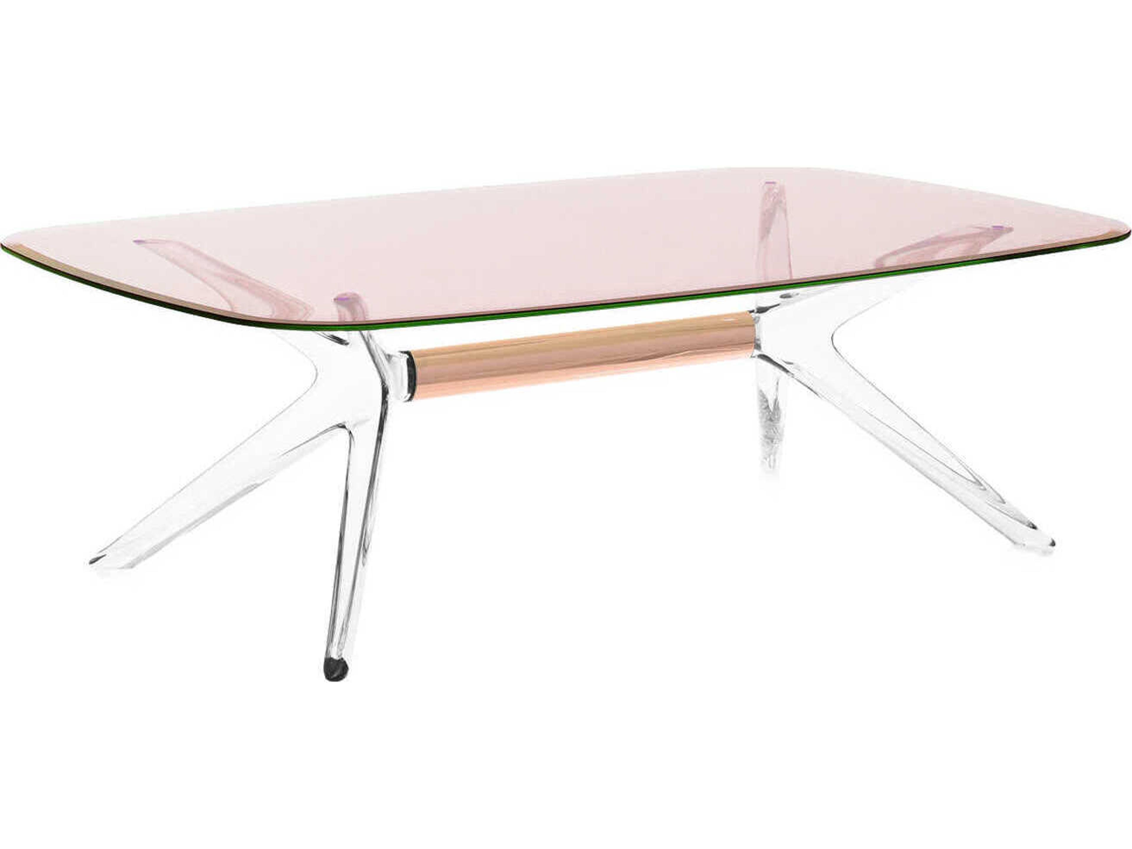 Kartell Blast Rectangular Pink Bronze Chrome Coffee Table