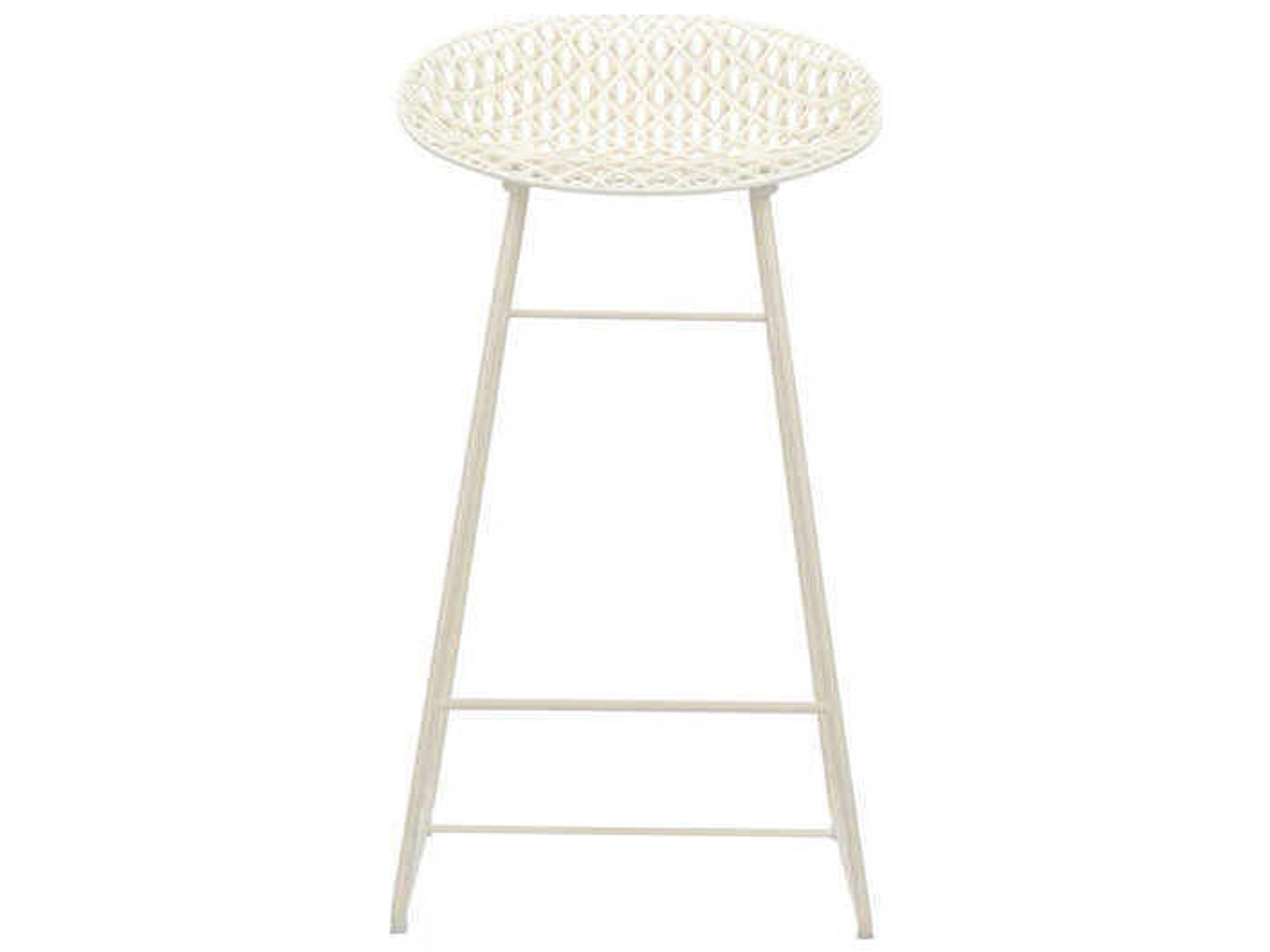 Kartell Smatrik 17" Outdoor Counter Stool in White Seat and White Frame