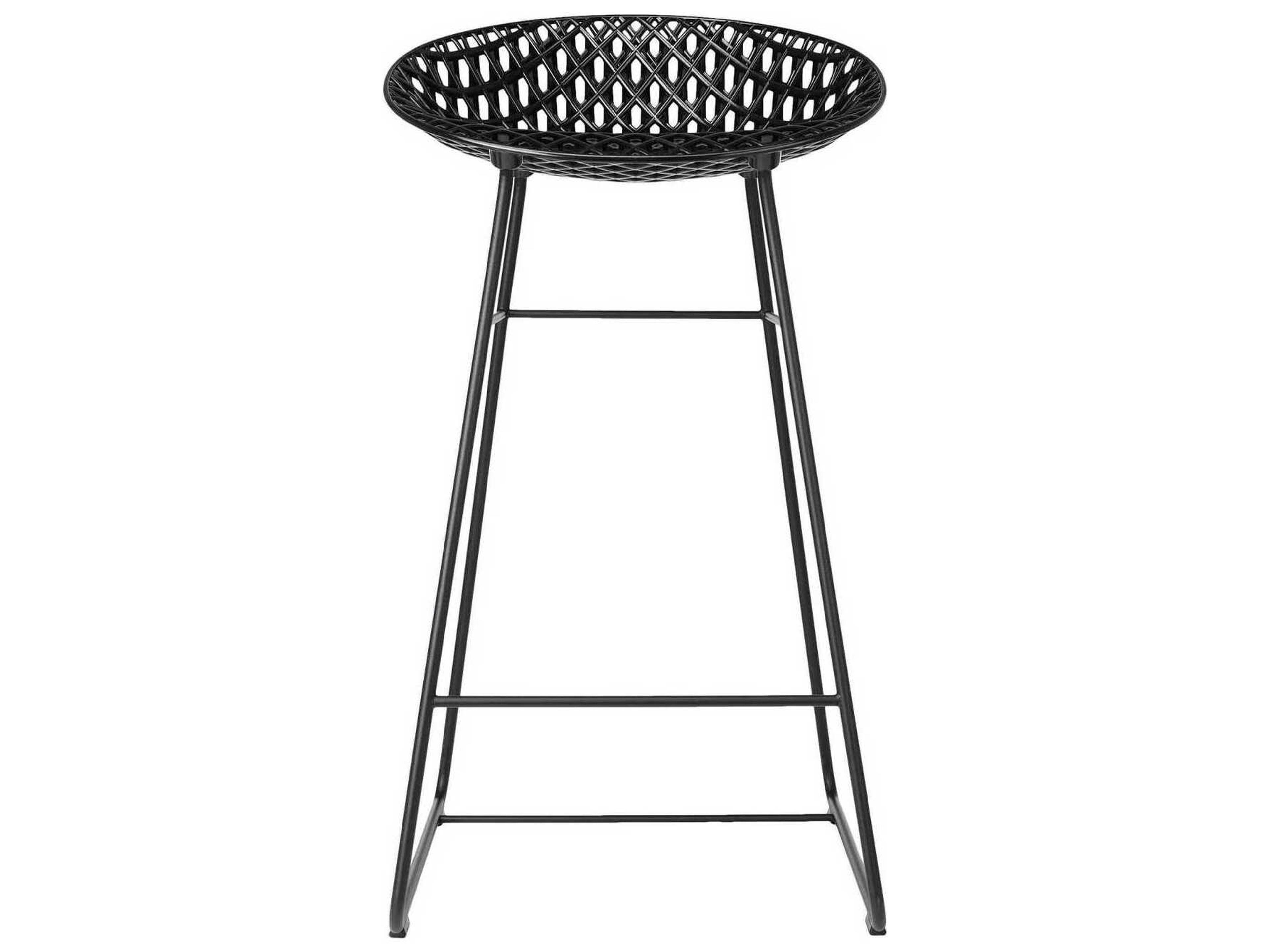 Kartell Smatrik 17" Outdoor Counter Stool in Black Seat and Black Frame
