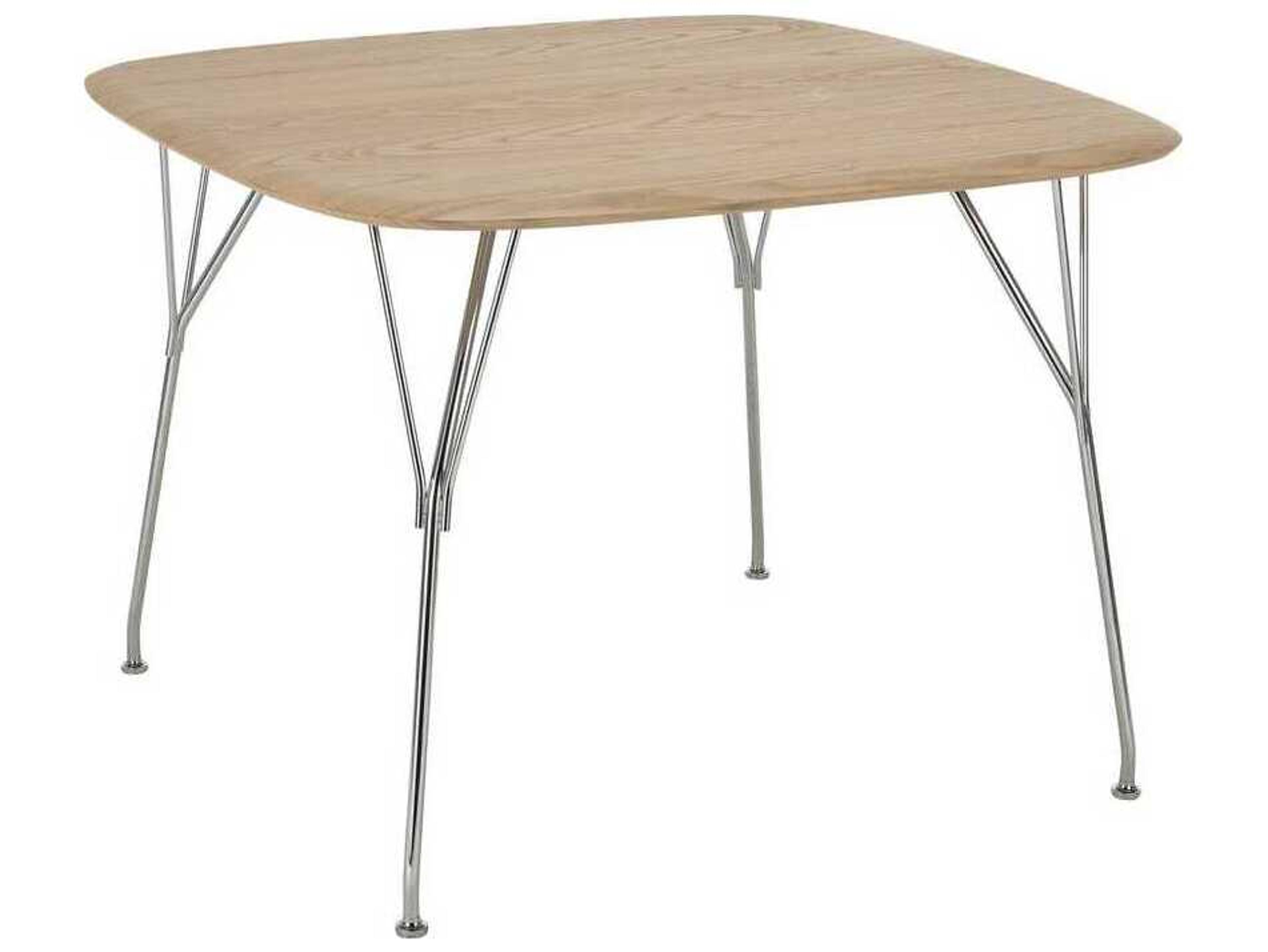 Kartell Viscount Of Wood Square Ash Chrome Dining Table