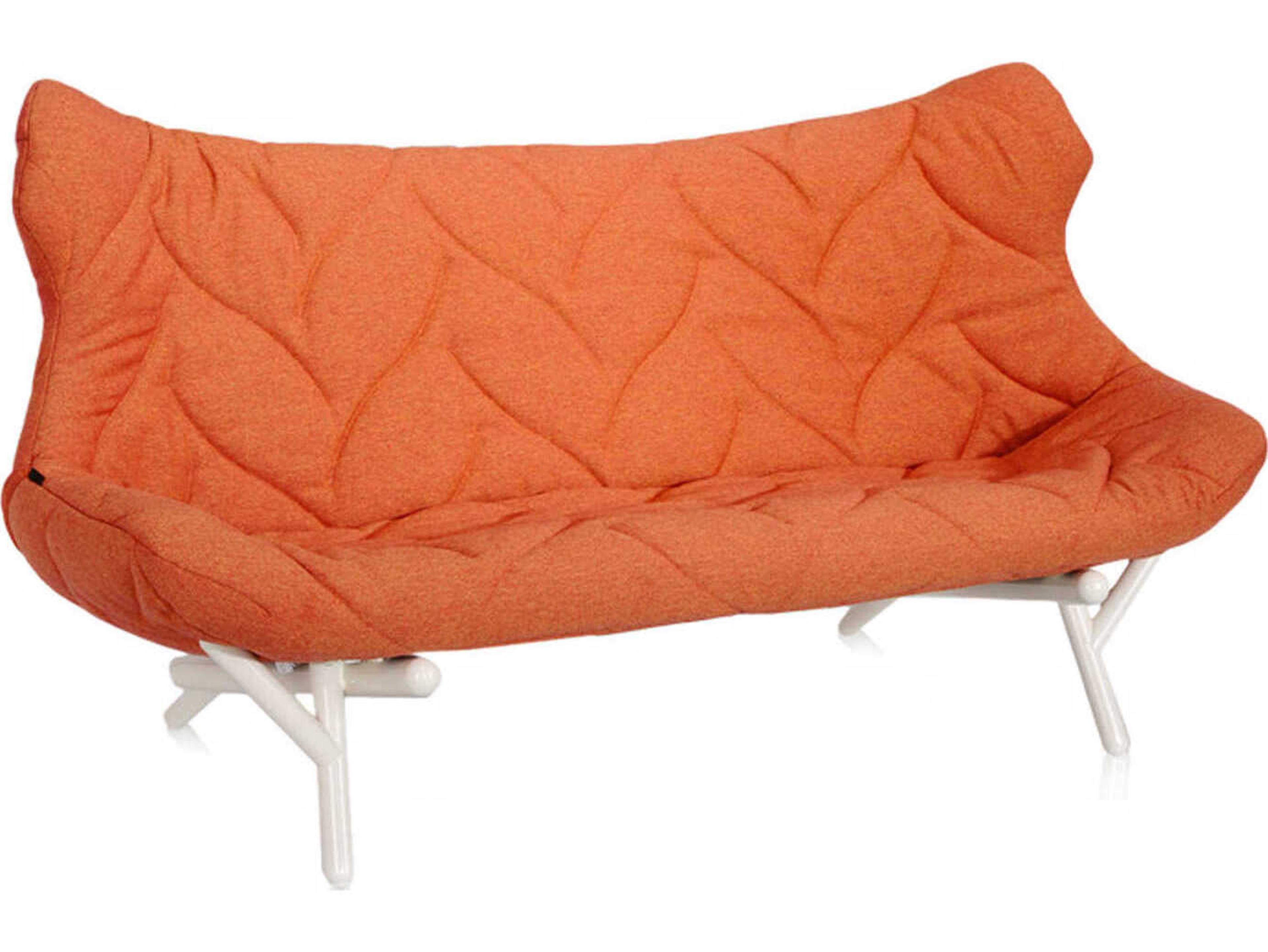 Kartell Foliage Orange Trevira And White Upholstered Loveseat