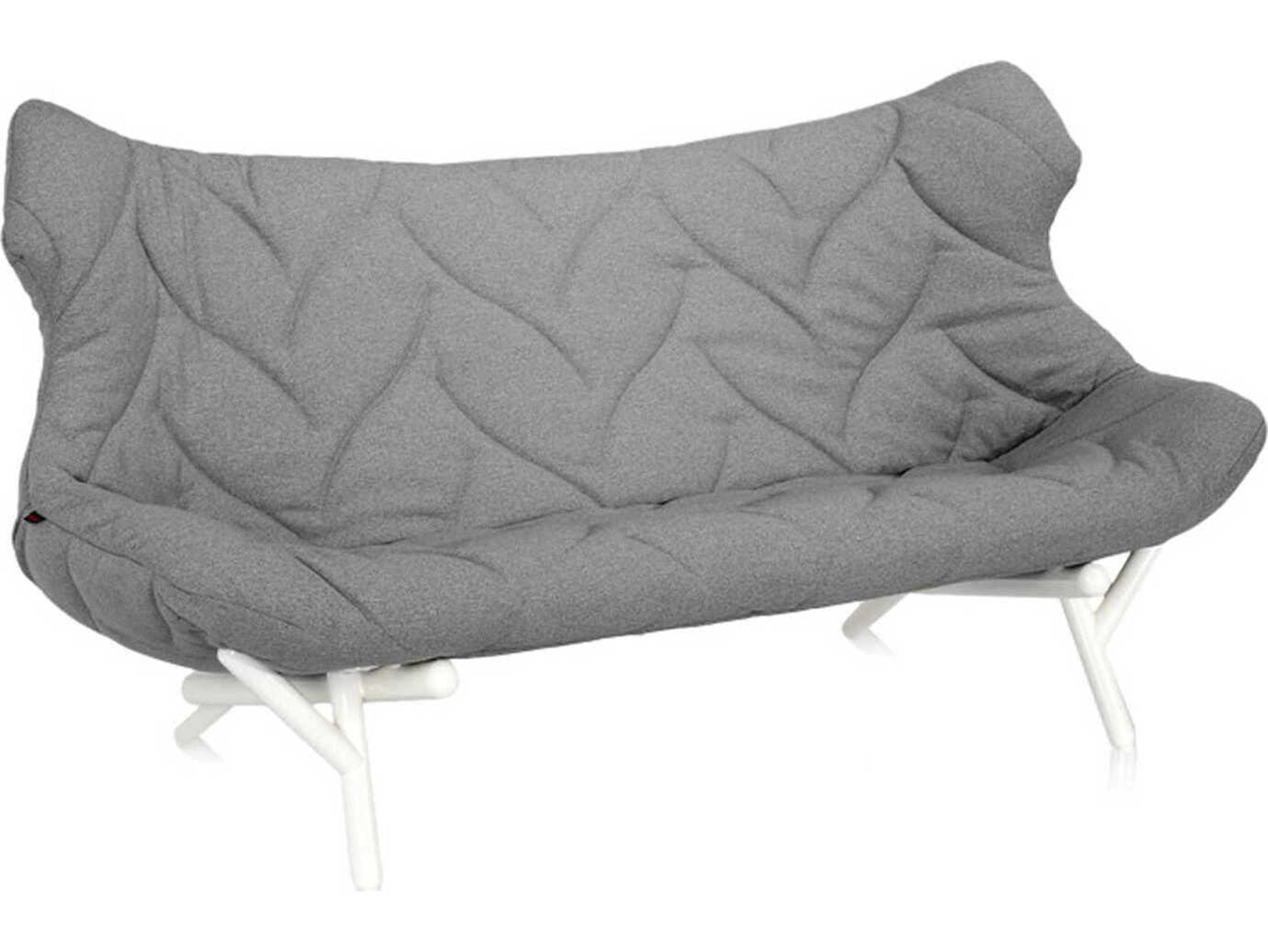 Kartell Foliage Gray Trevira And White Upholstered Loveseat
