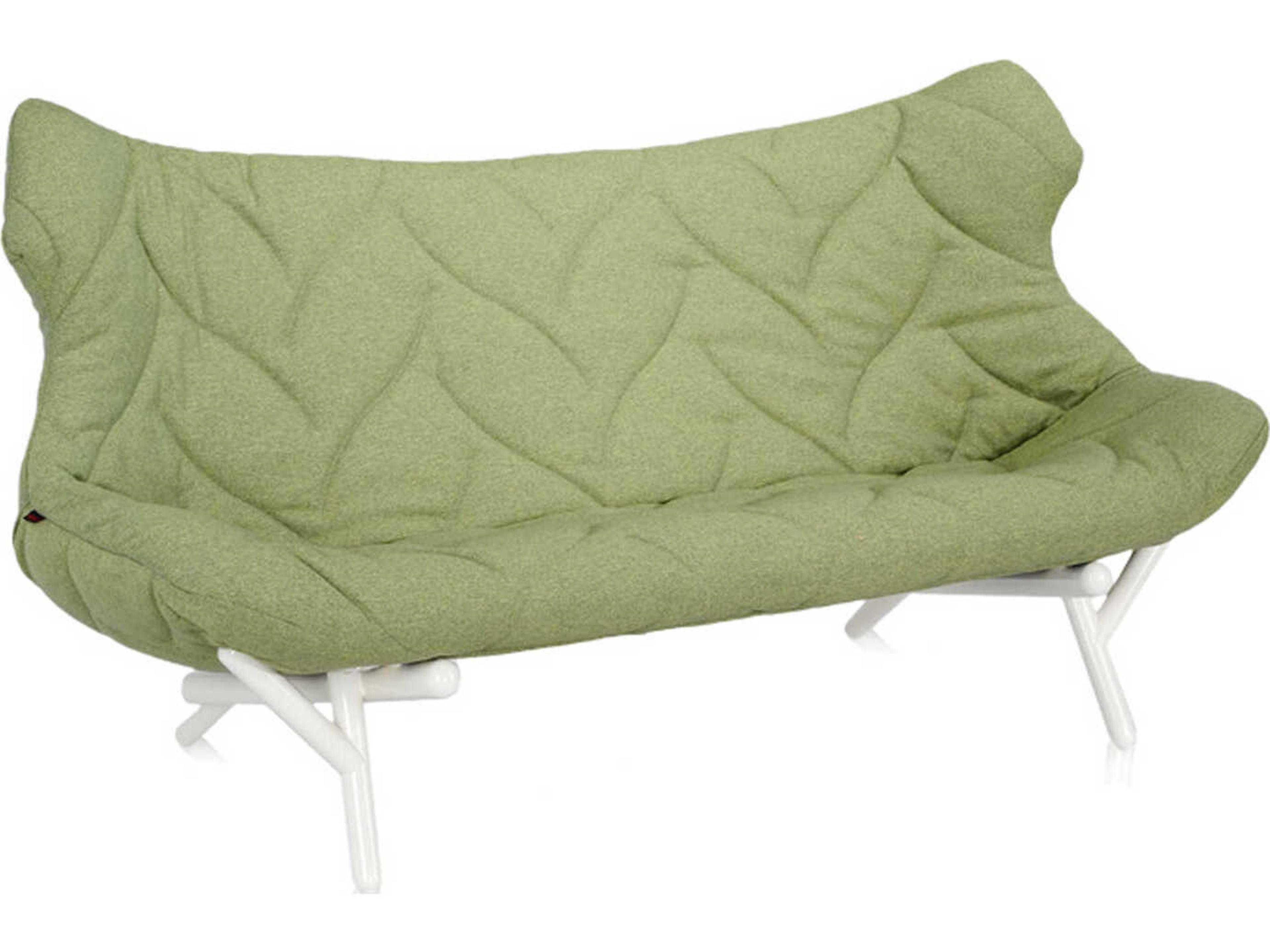Kartell Foliage Green Trevira And White Upholstered Loveseat