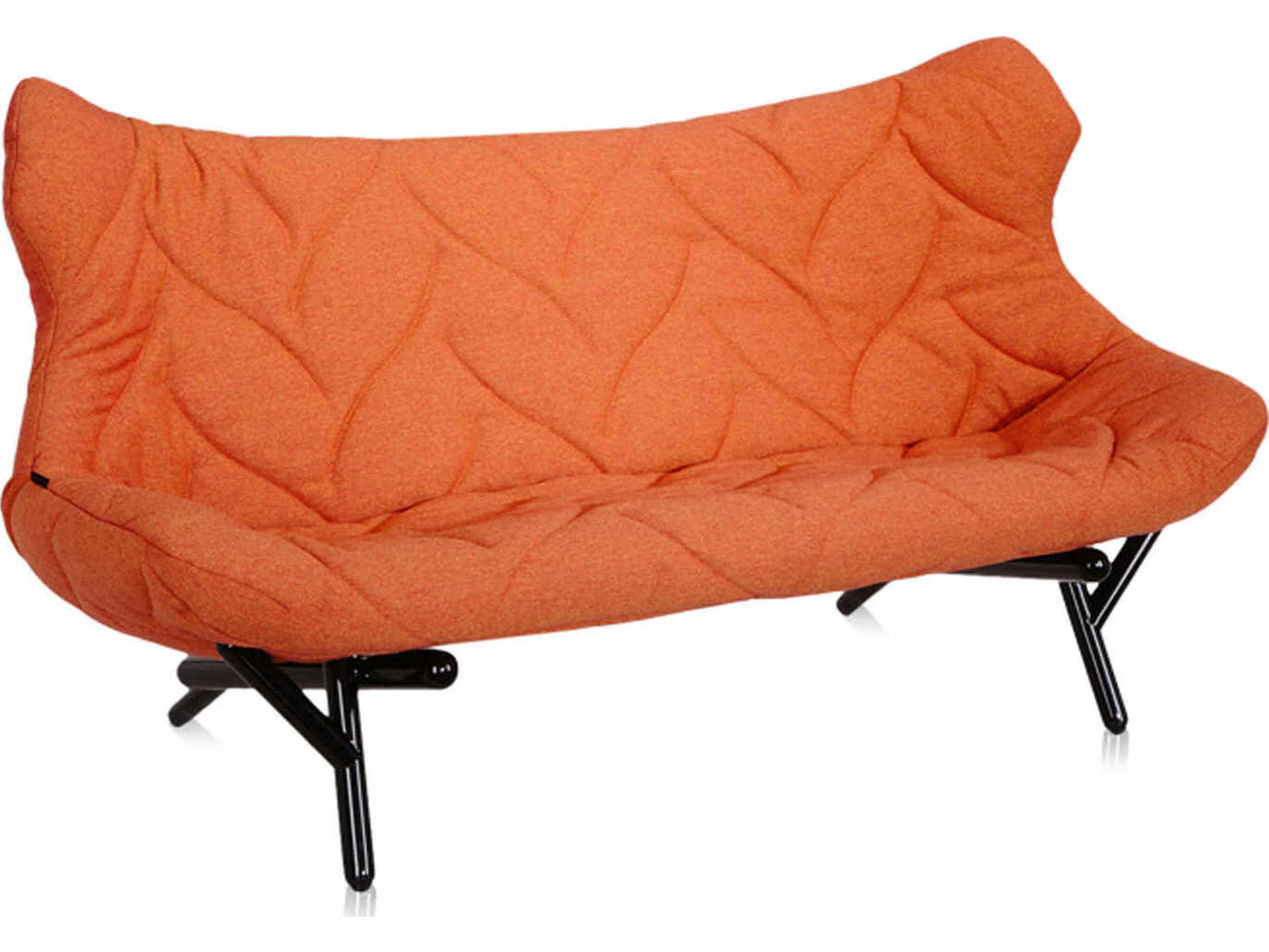 Kartell Foliage Orange Trevira And Black Upholstered Loveseat