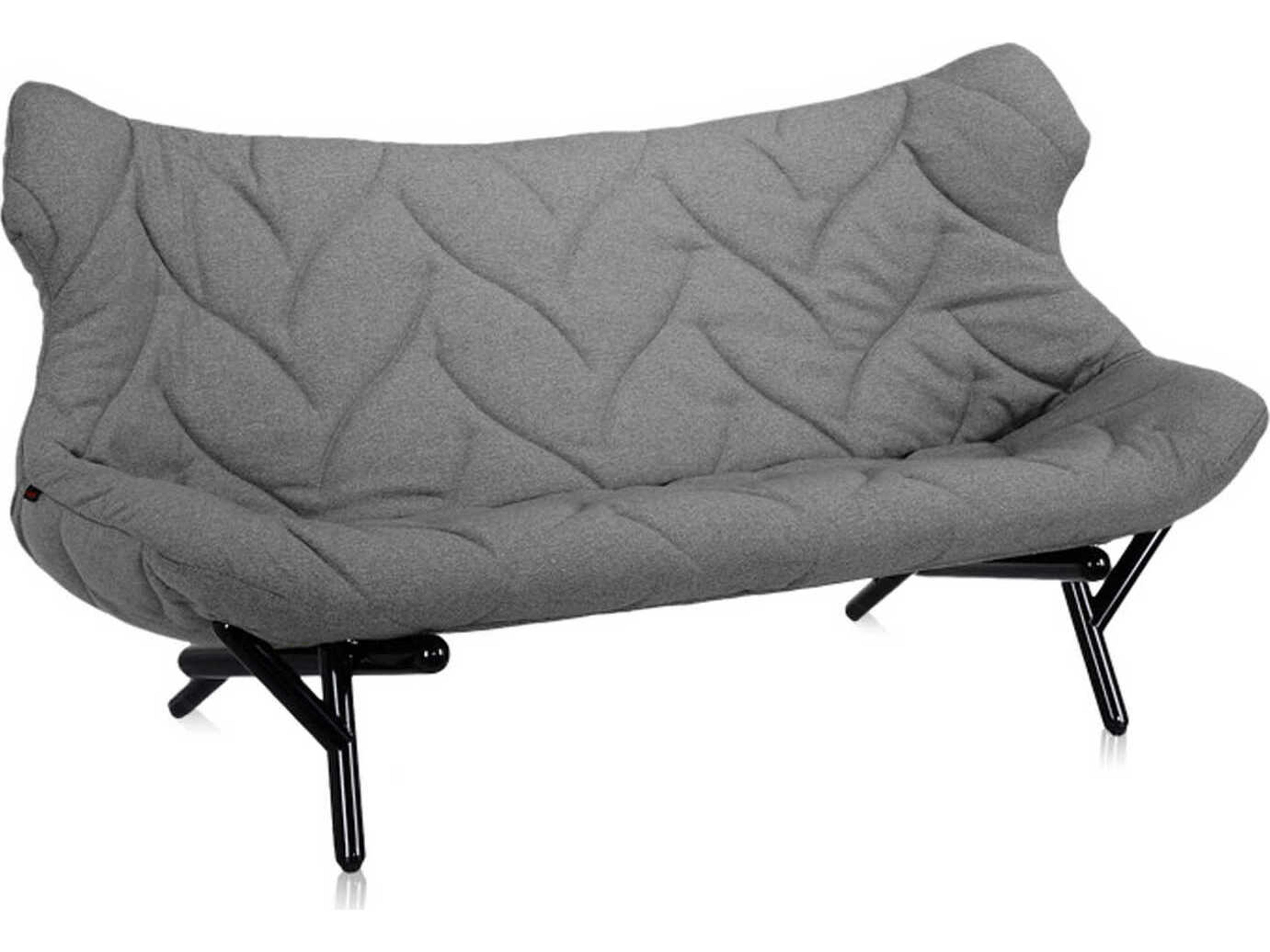 Kartell Foliage Gray Trevira And Black Upholstered Loveseat