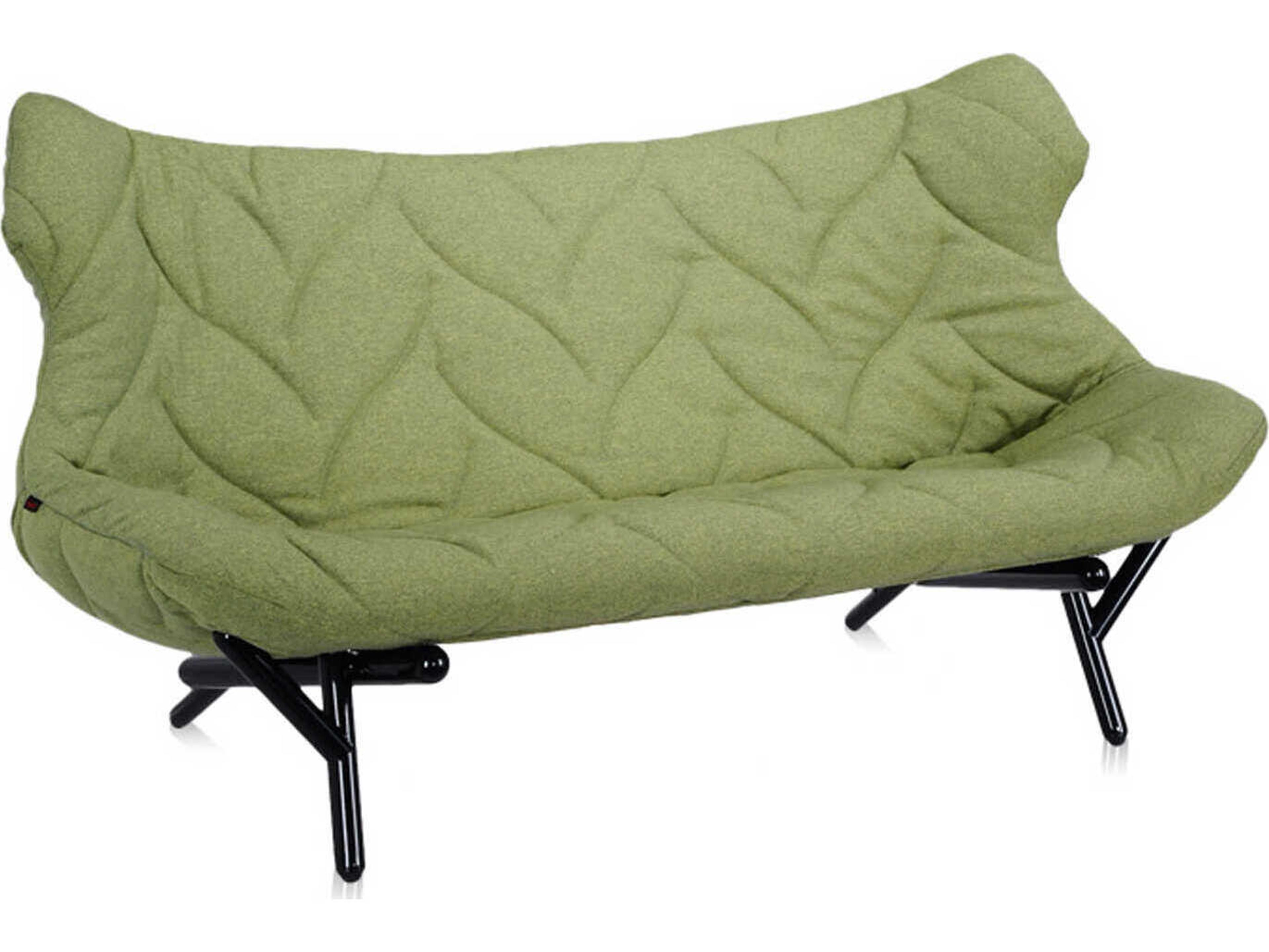 Kartell Foliage Green Trevira And Black Upholstered Loveseat