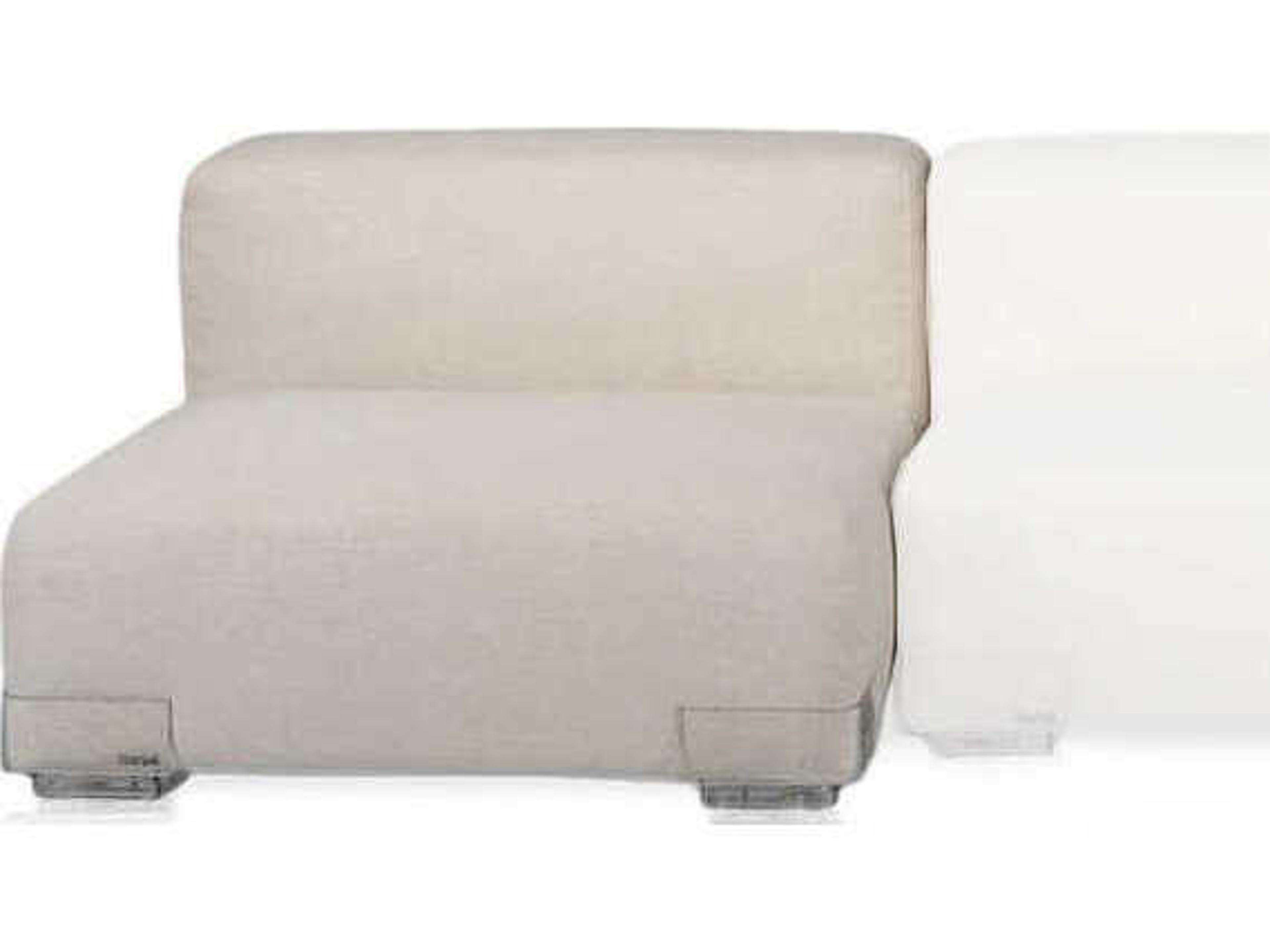 Kartell Plastics Duo 34.63" Duo Square Armless Seat with Nile Fabric in ecru