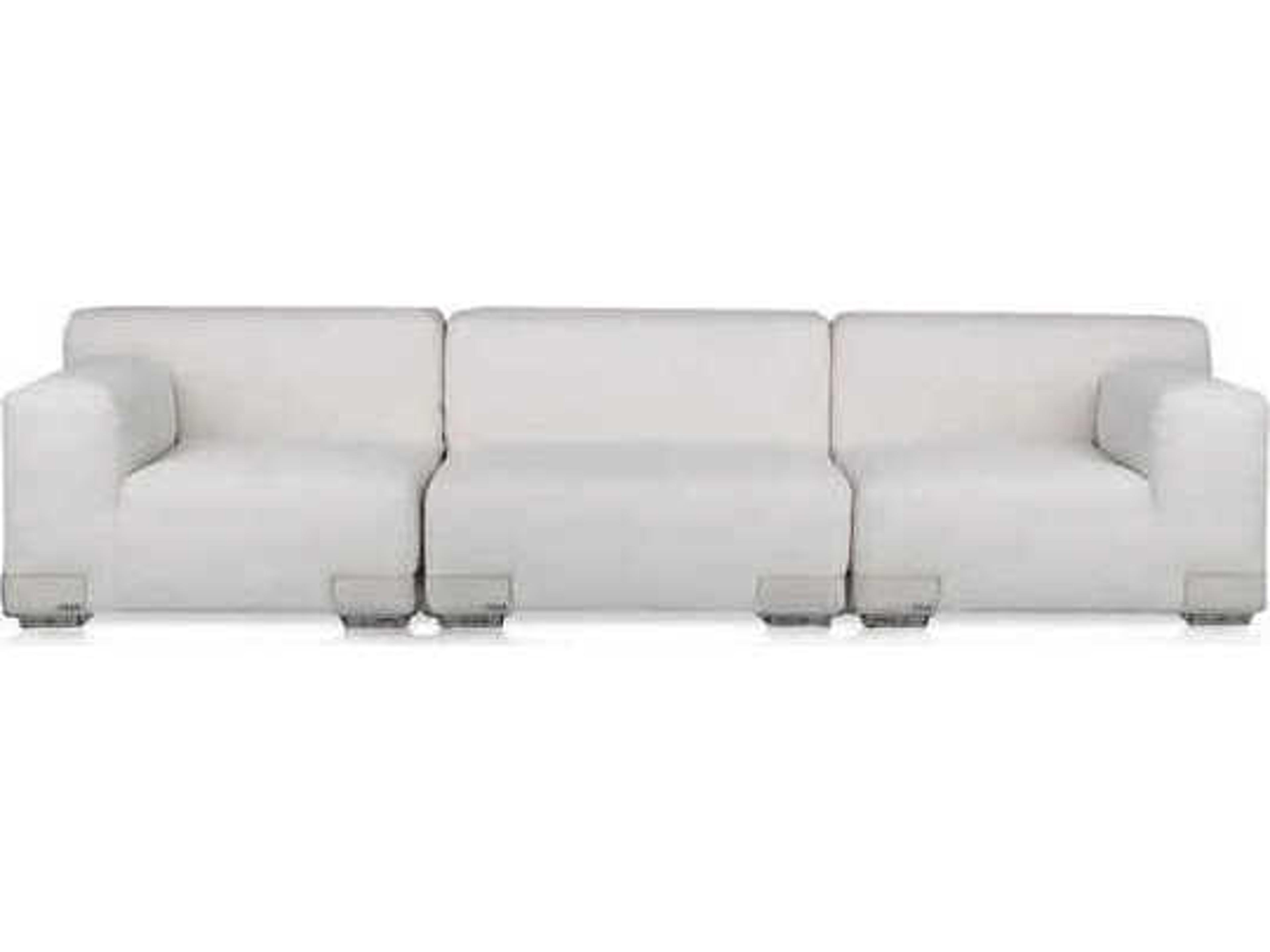 Kartell Plastics Duo 34.63" Duo Wide Left end Seat with Nile Fabric in White