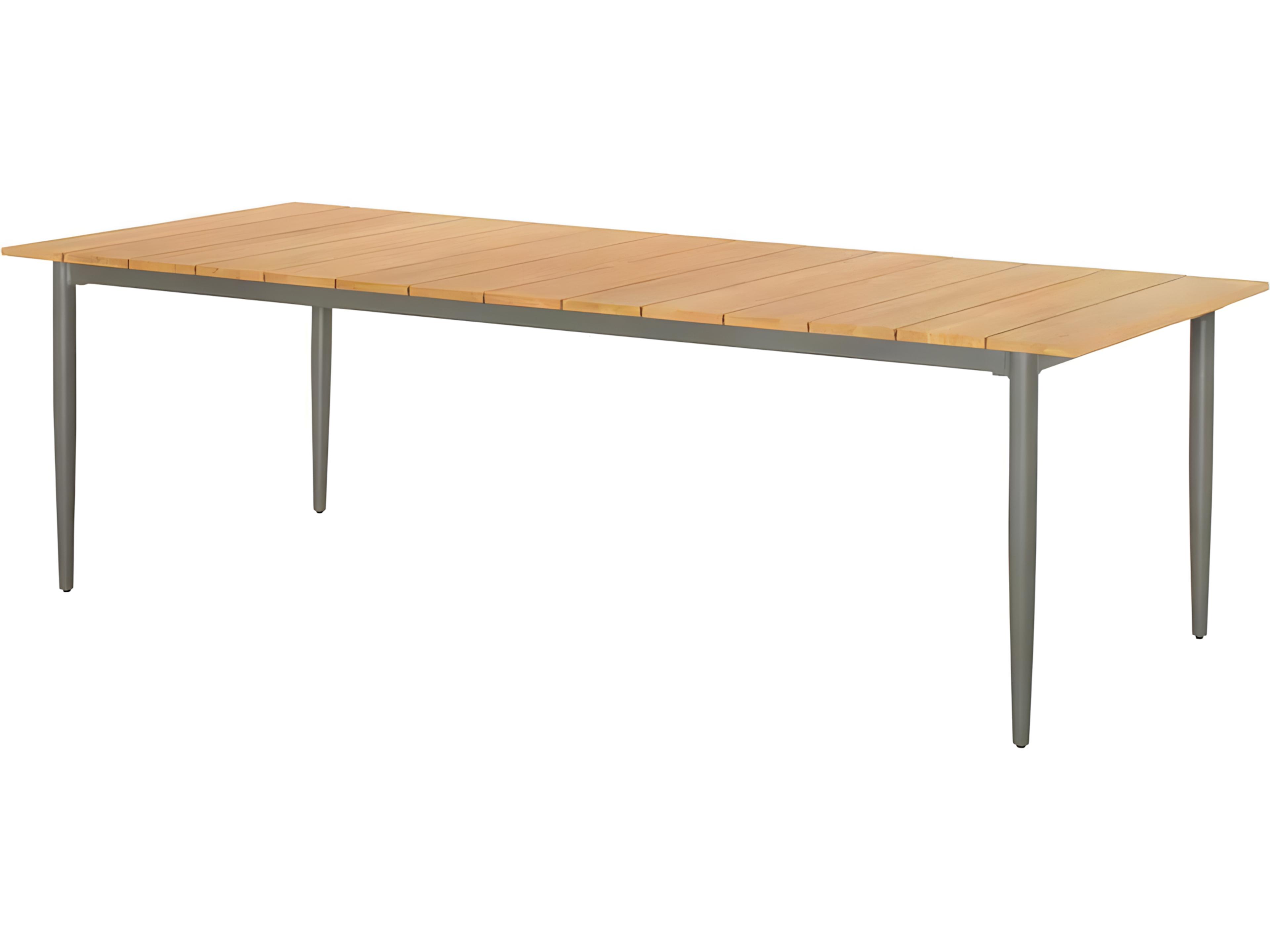 Kingsley Bate La Jolla Aluminum 91.5"W x 43.5"D Rectangular Teak Top Dining Table with Umbrella Hole